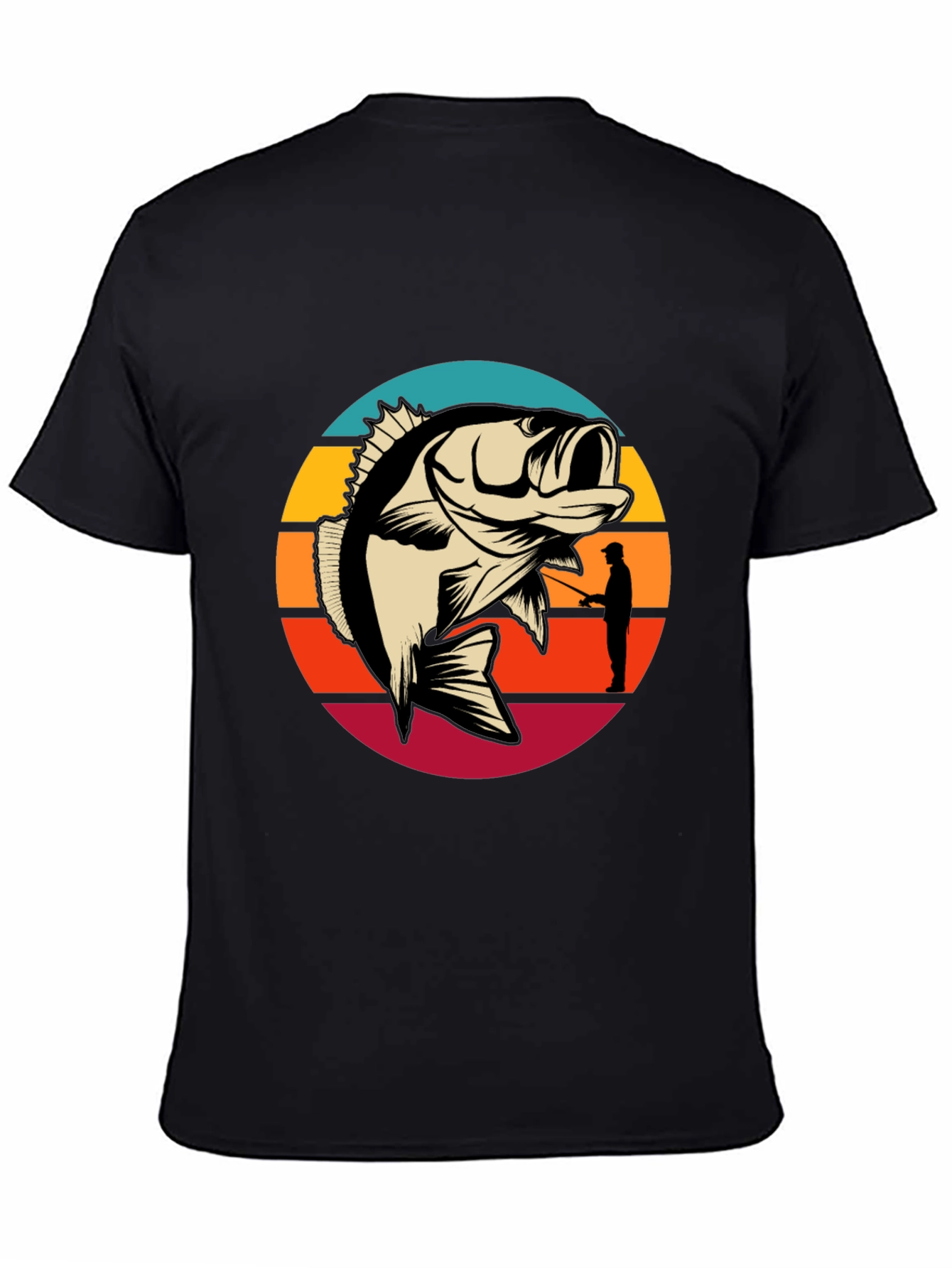 Fishing T-Shirt - Bass Silhouette Sunset Graphic Tee