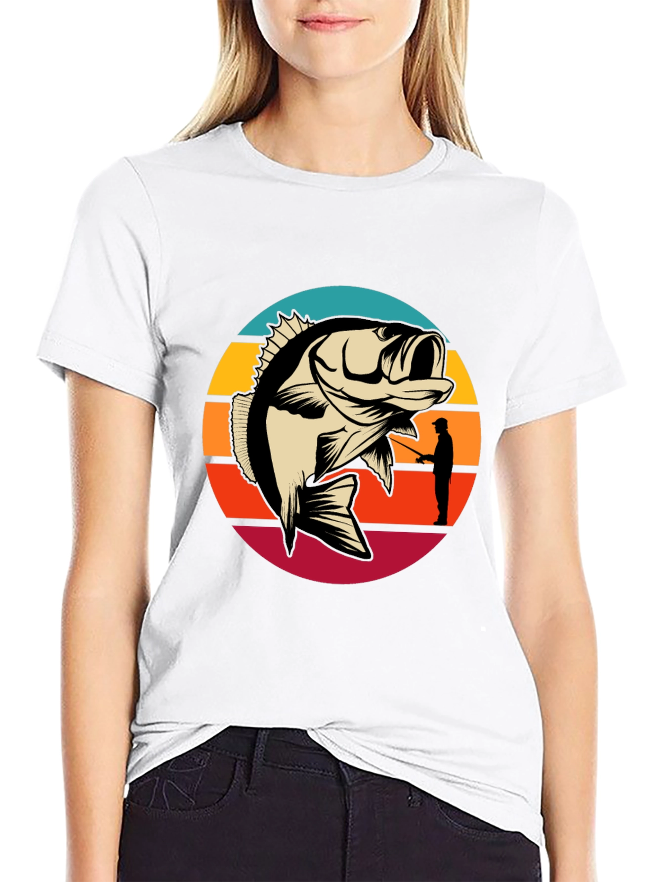 Fishing T-Shirt - Bass Silhouette Sunset Graphic Tee