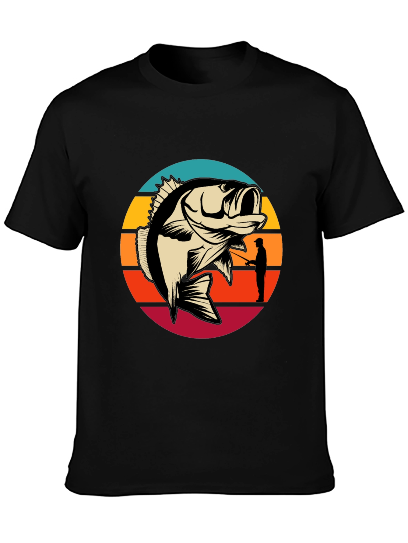 Fishing T-Shirt - Bass Silhouette Sunset Graphic Tee