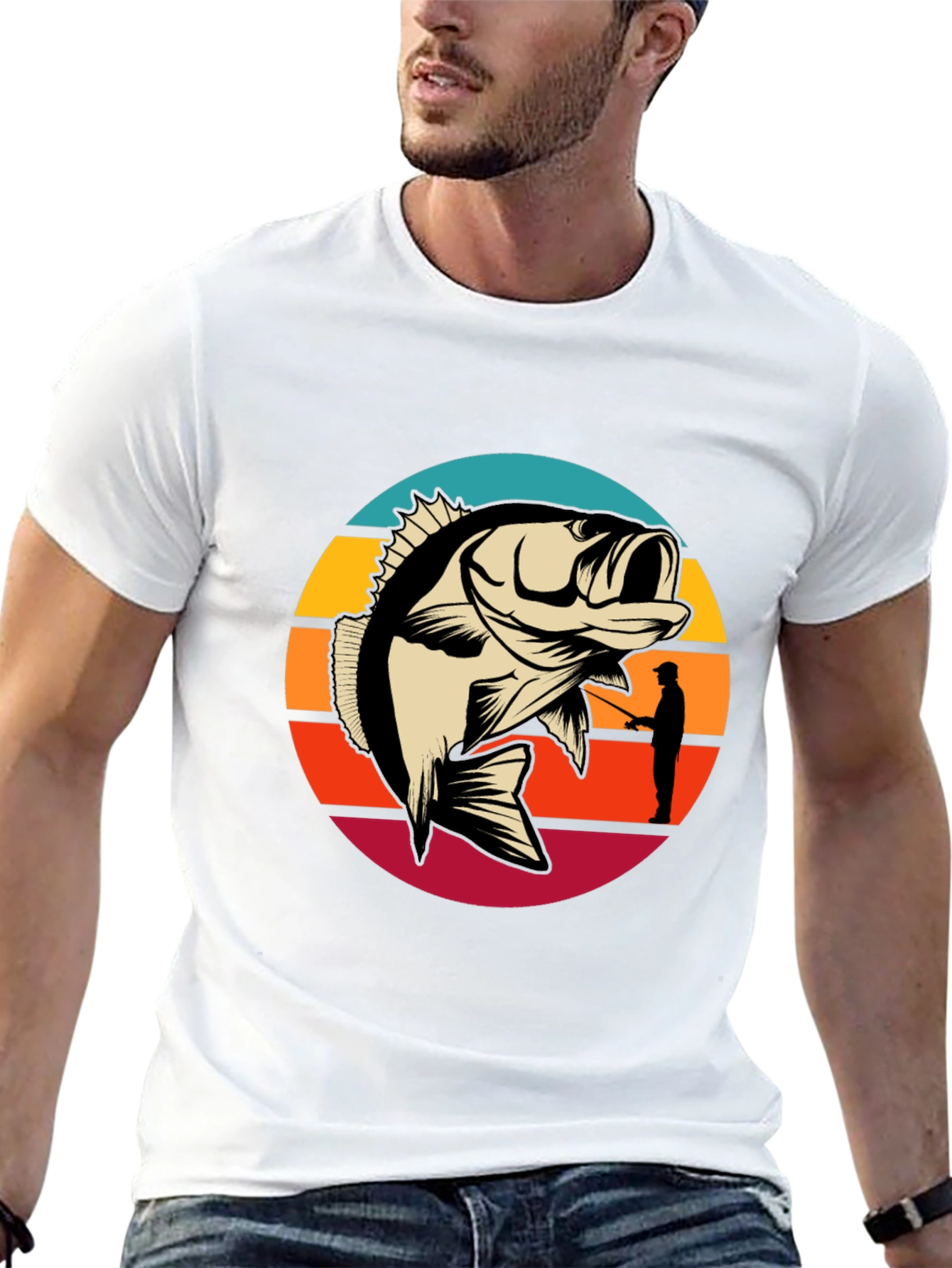Fishing T-Shirt - Bass Silhouette Sunset Graphic Tee