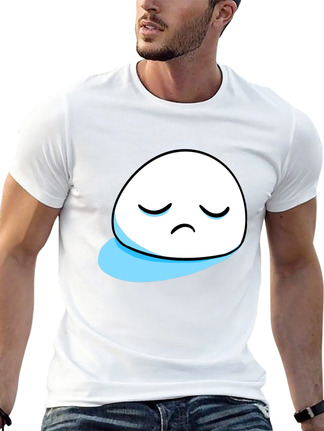 Sad Blob Graphic Tee - Black Cotton T-Shirt