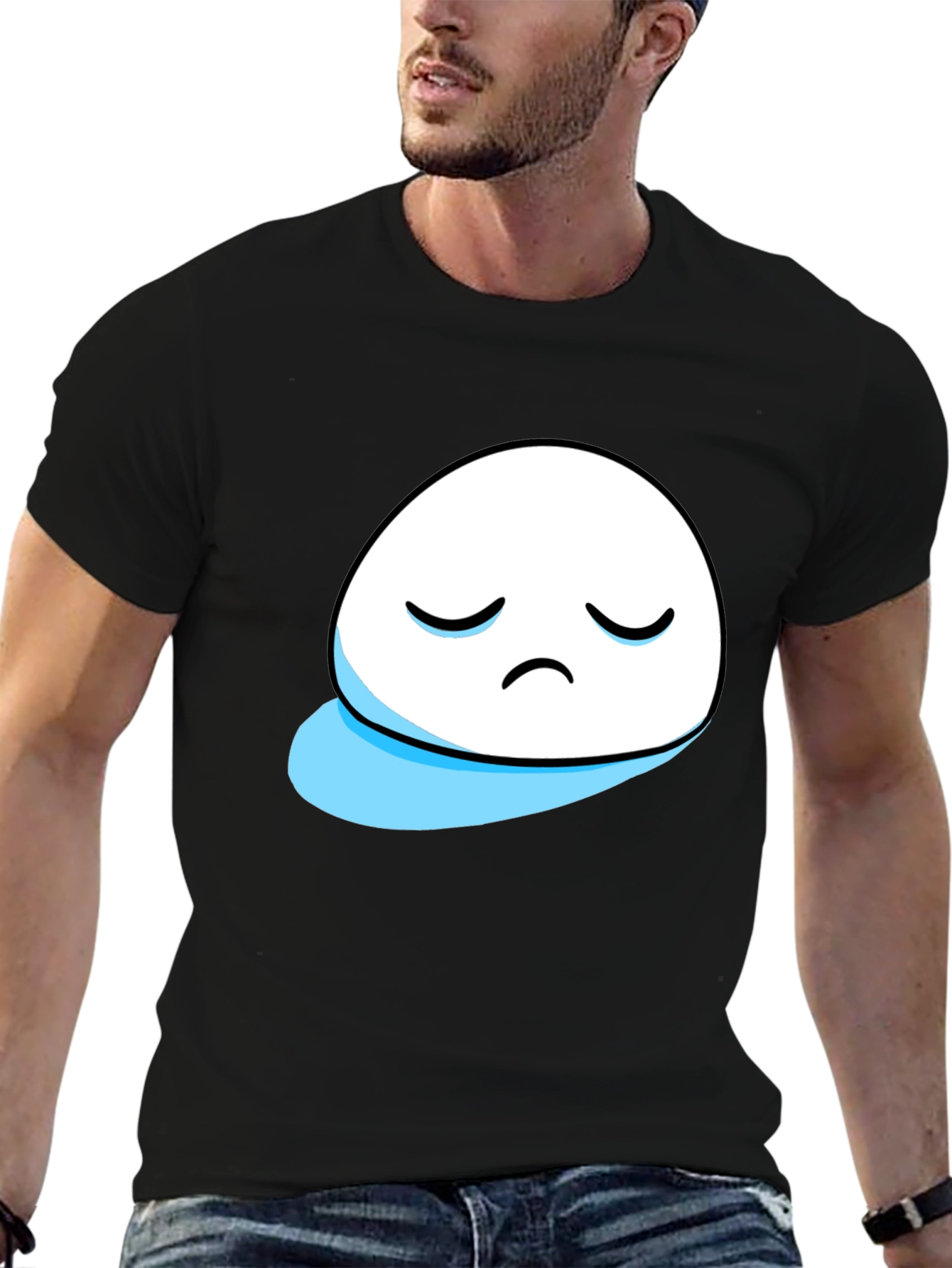Sad Blob Graphic Tee - Black Cotton T-Shirt