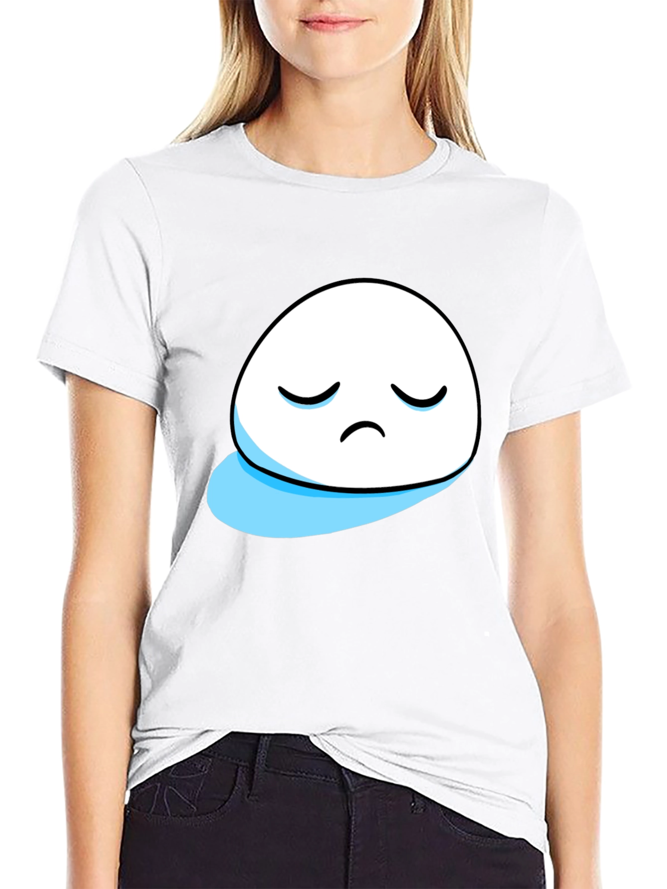 Sad Blob Graphic Tee - Black Cotton T-Shirt