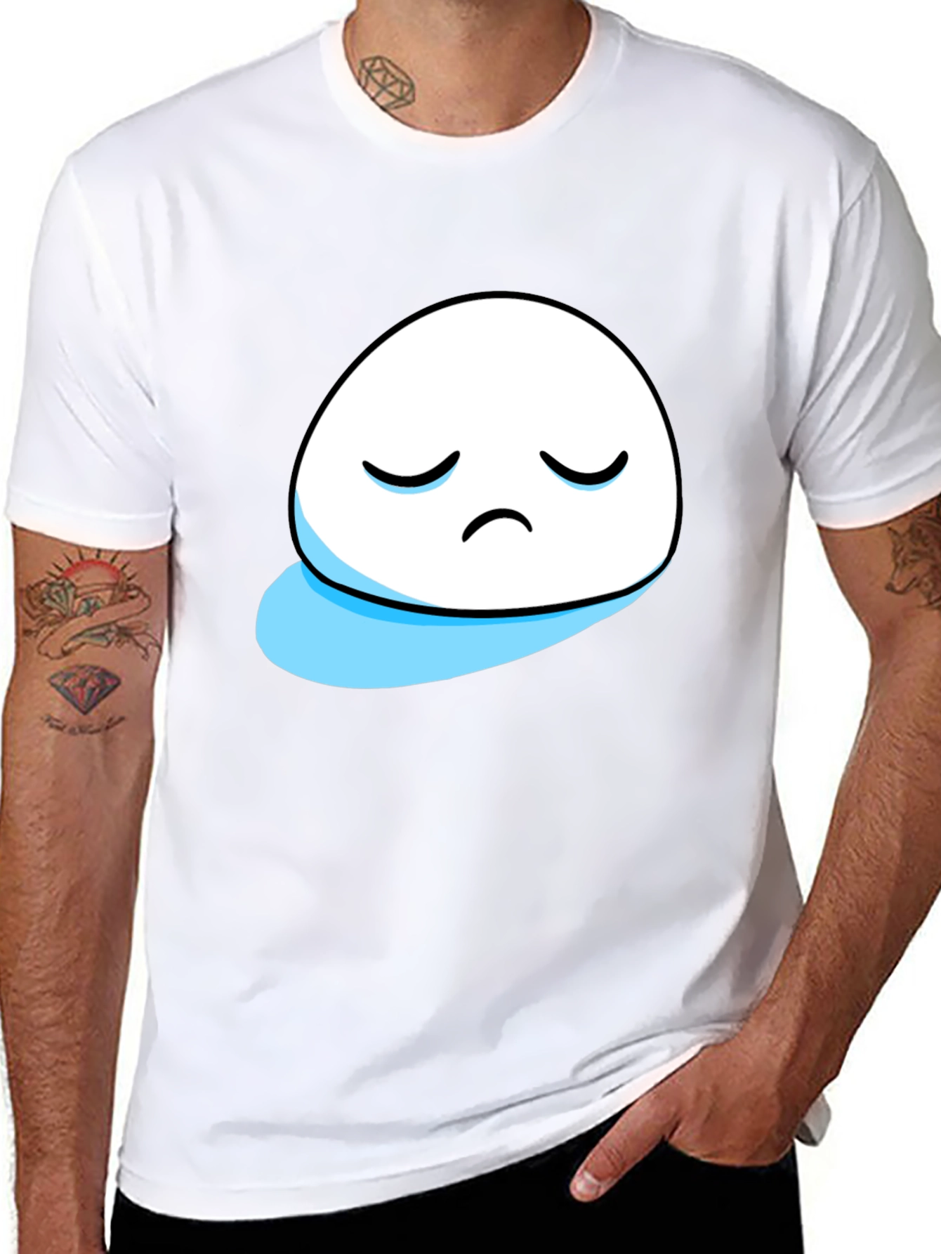 Sad Blob Graphic Tee - Black Cotton T-Shirt