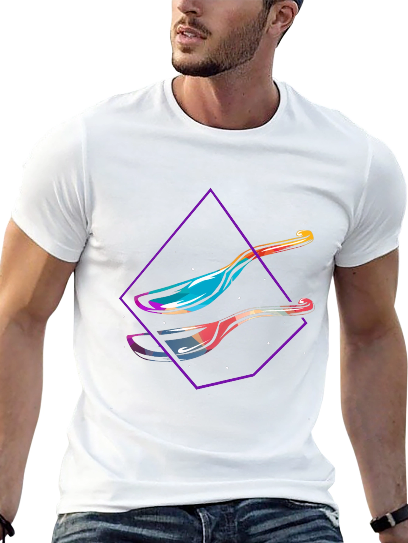 Modern Spoon Graphic Tee - Abstract Design Shirt