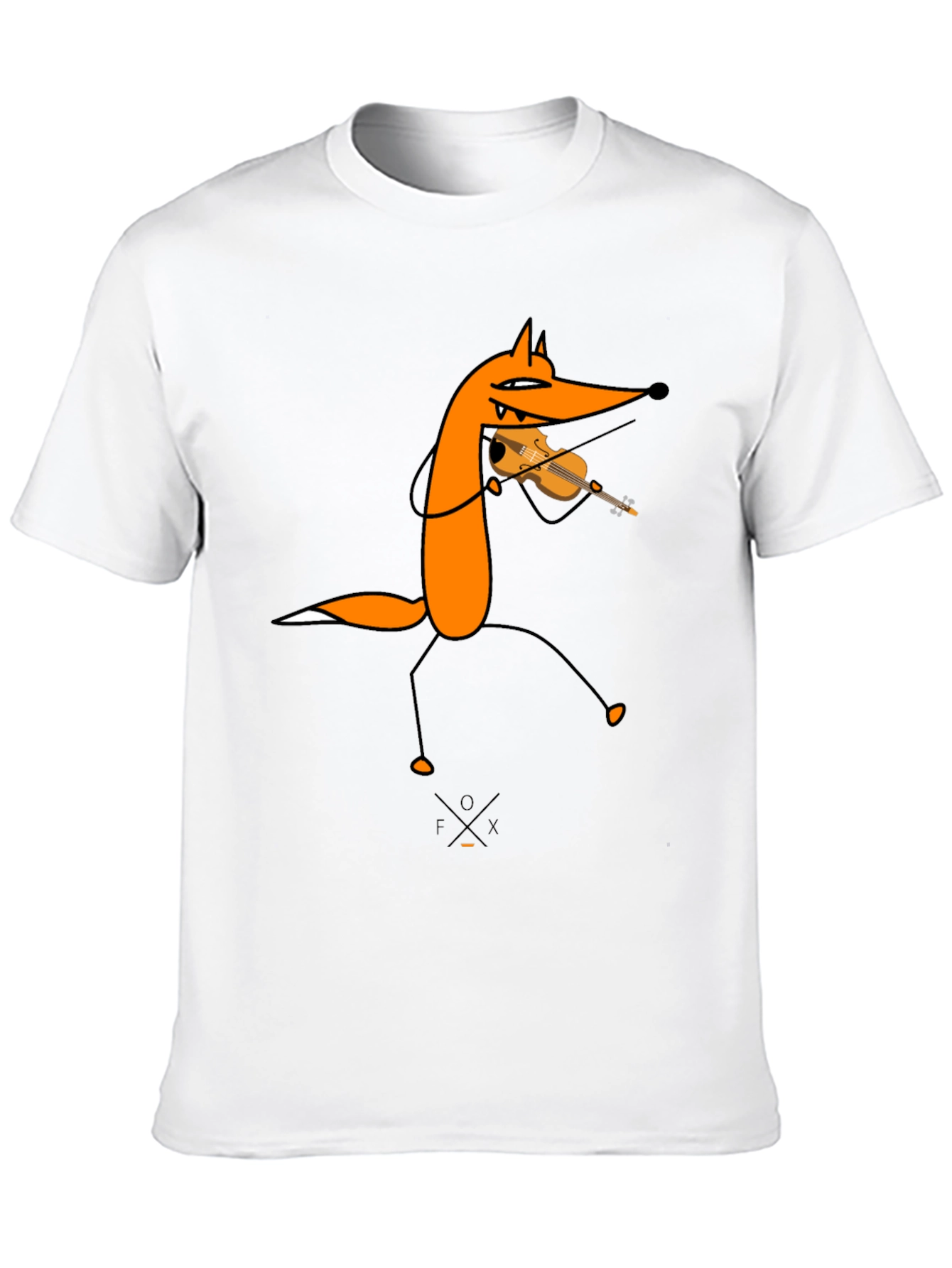 Funny Fox Violinist Black Graphic Tee