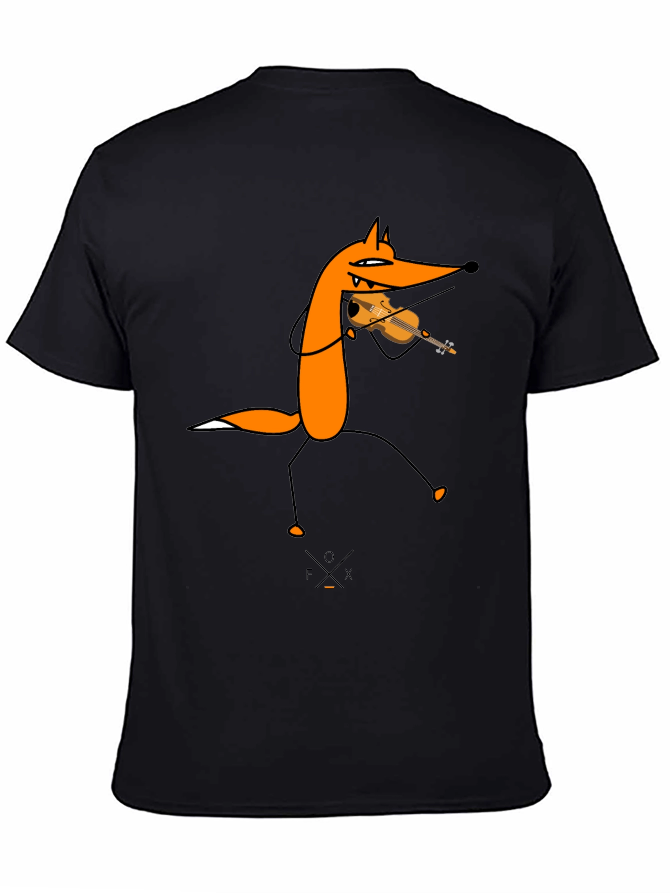 Funny Fox Violinist Black Graphic Tee