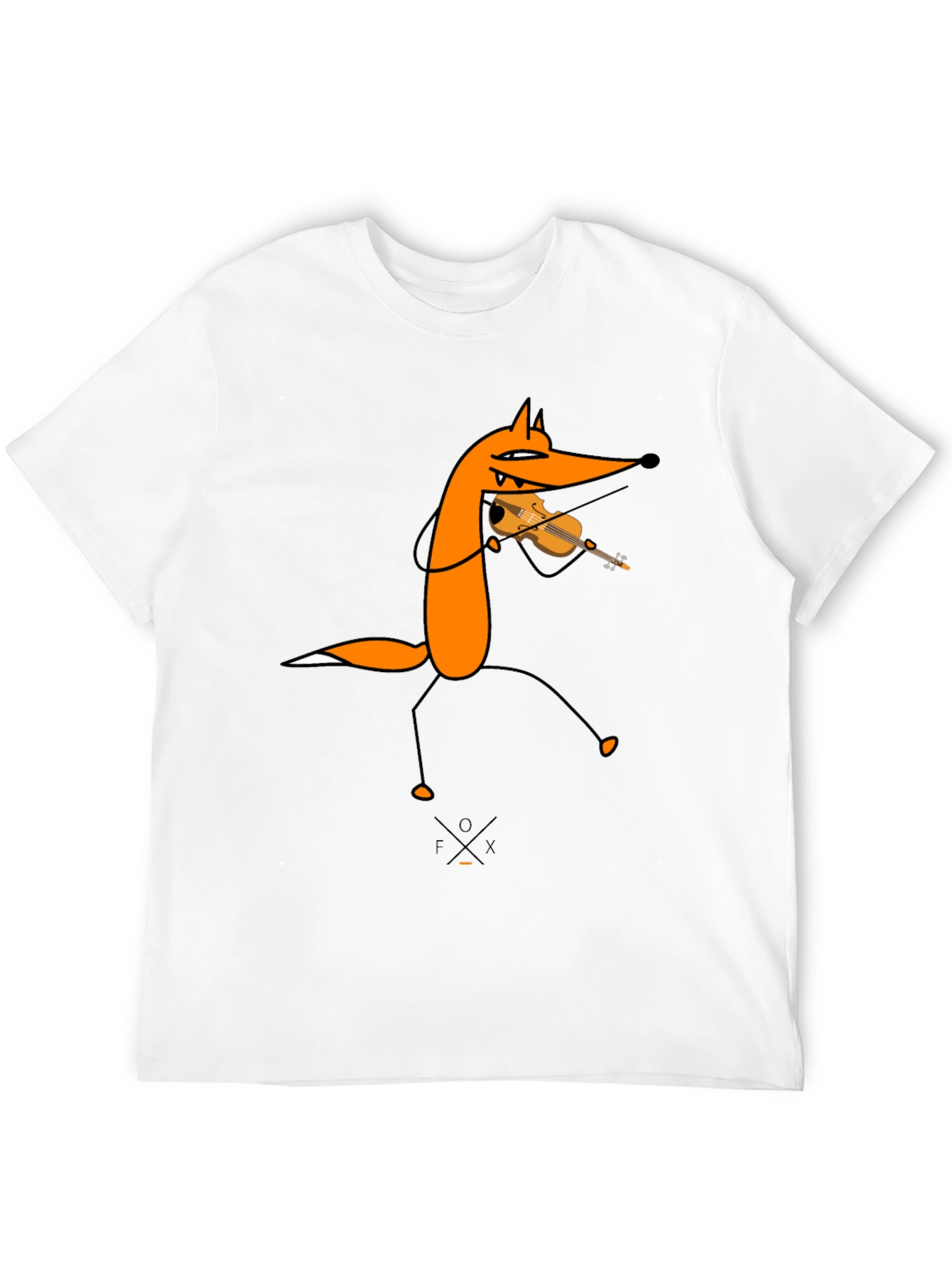 Funny Fox Violinist Black Graphic Tee