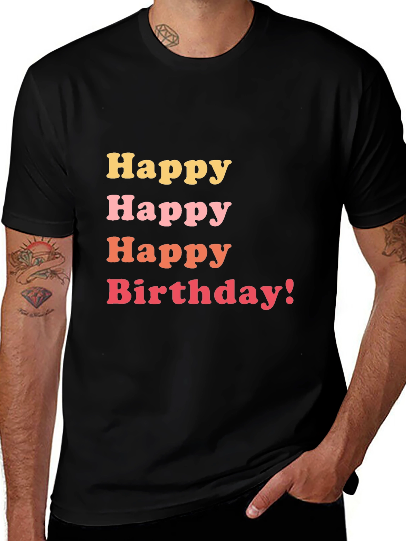 Happy Birthday Graphic Tee - Black Cotton T-Shirt