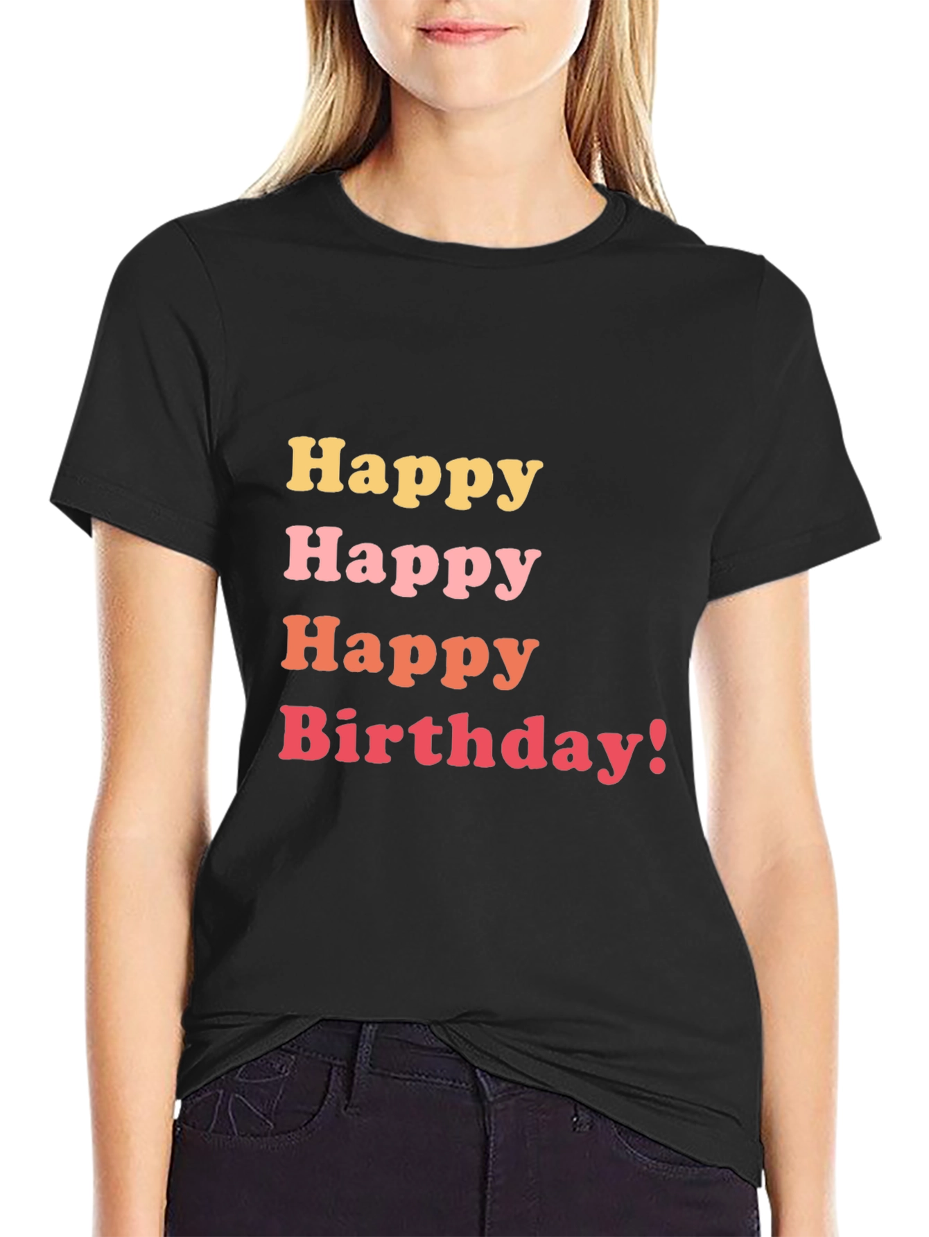 Happy Birthday Graphic Tee - Black Cotton T-Shirt