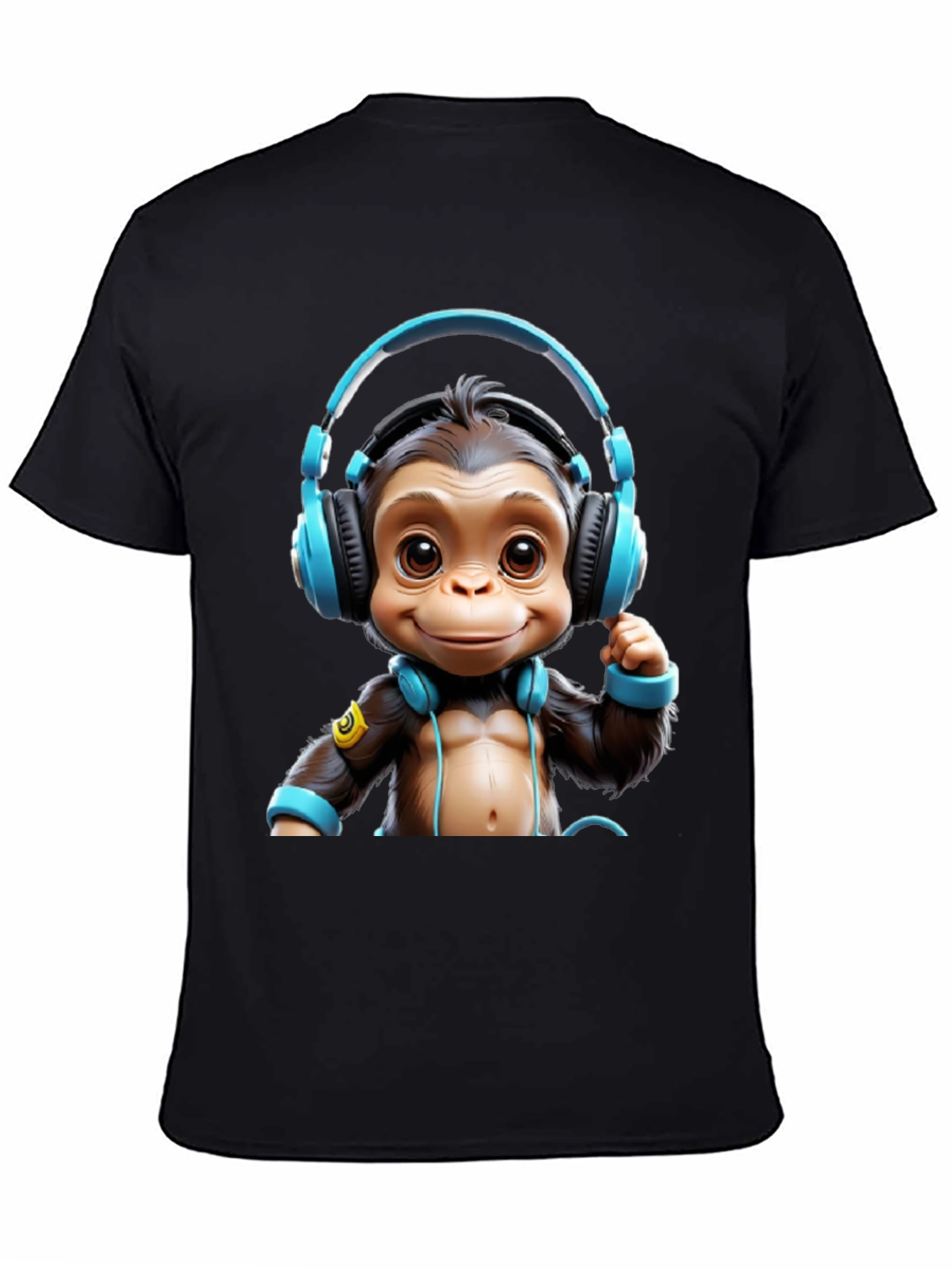 Monkey DJ Graphic Tee - Black Cotton Blend