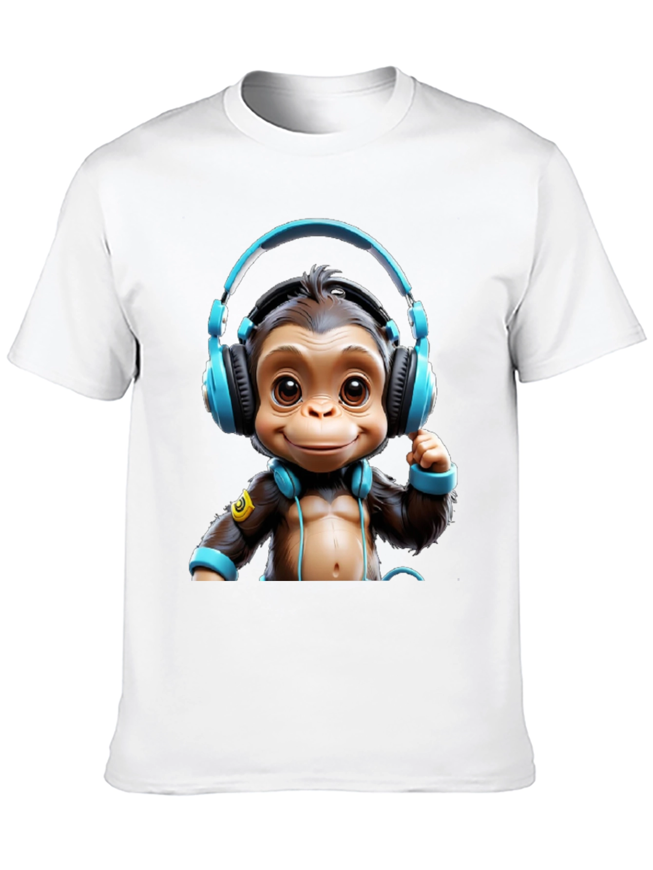 Monkey DJ Graphic Tee - Black Cotton Blend