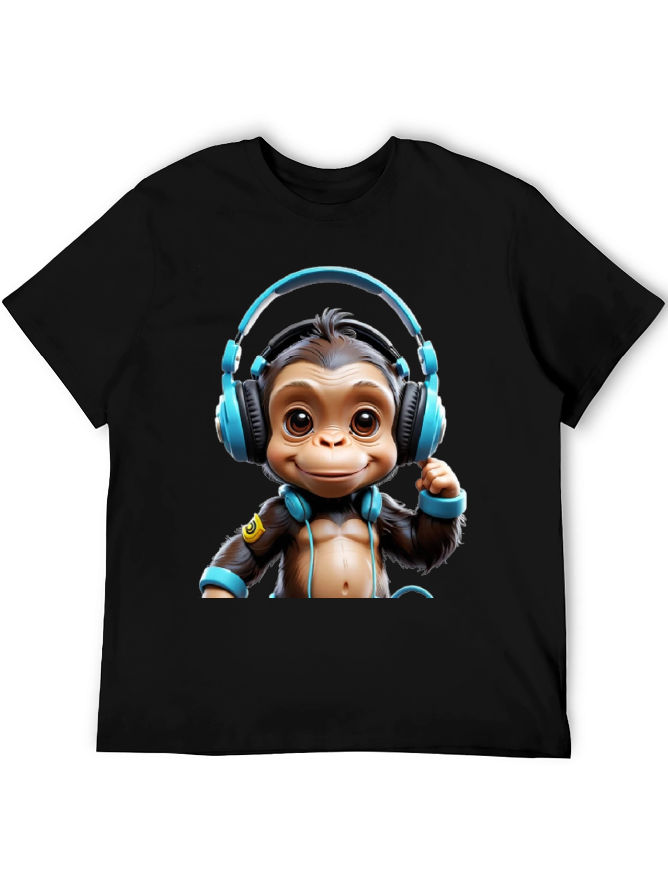 Monkey DJ Graphic Tee - Black Cotton Blend