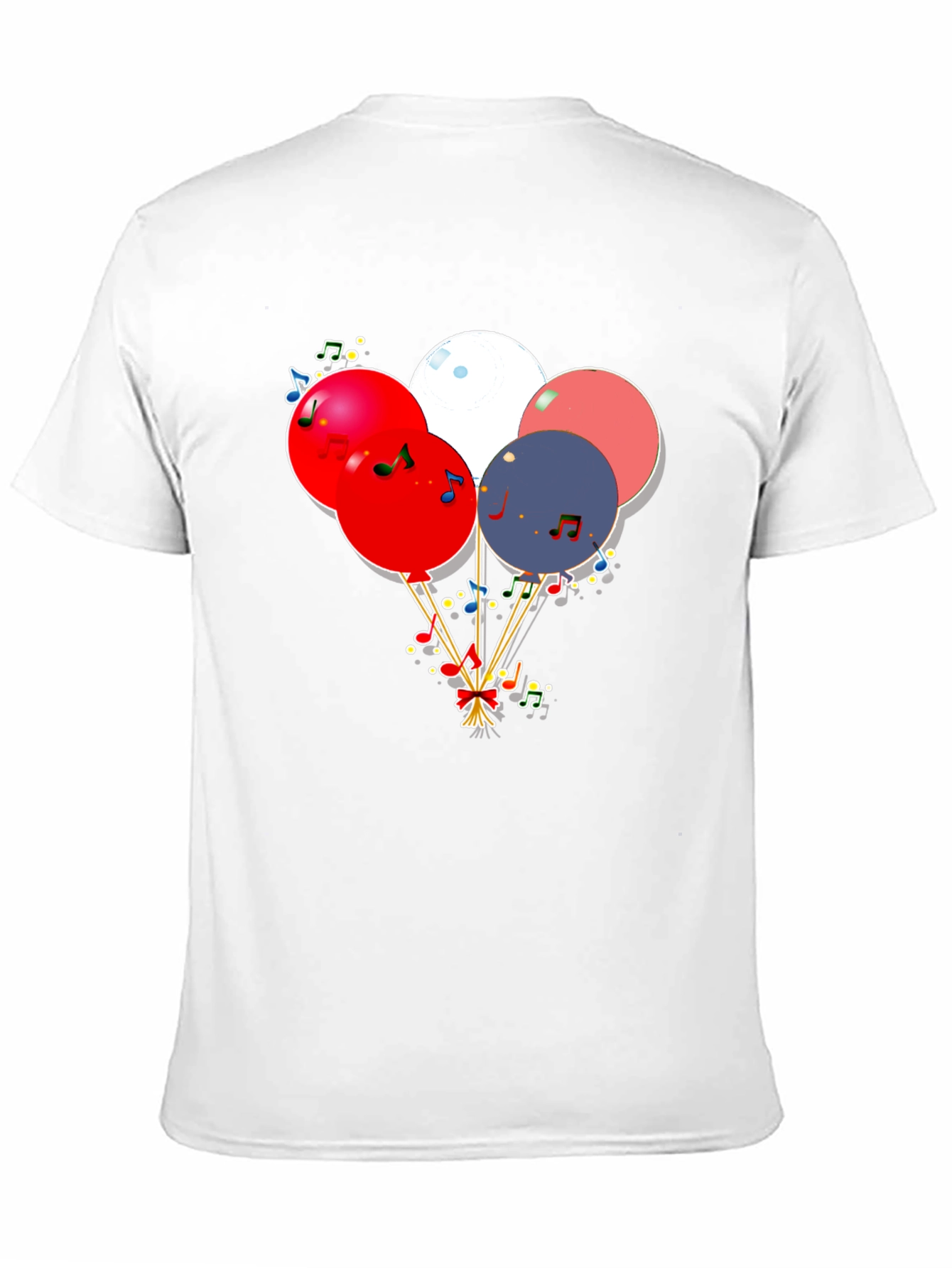 Festive Balloons & Music Notes Graphic Black T-Shirt