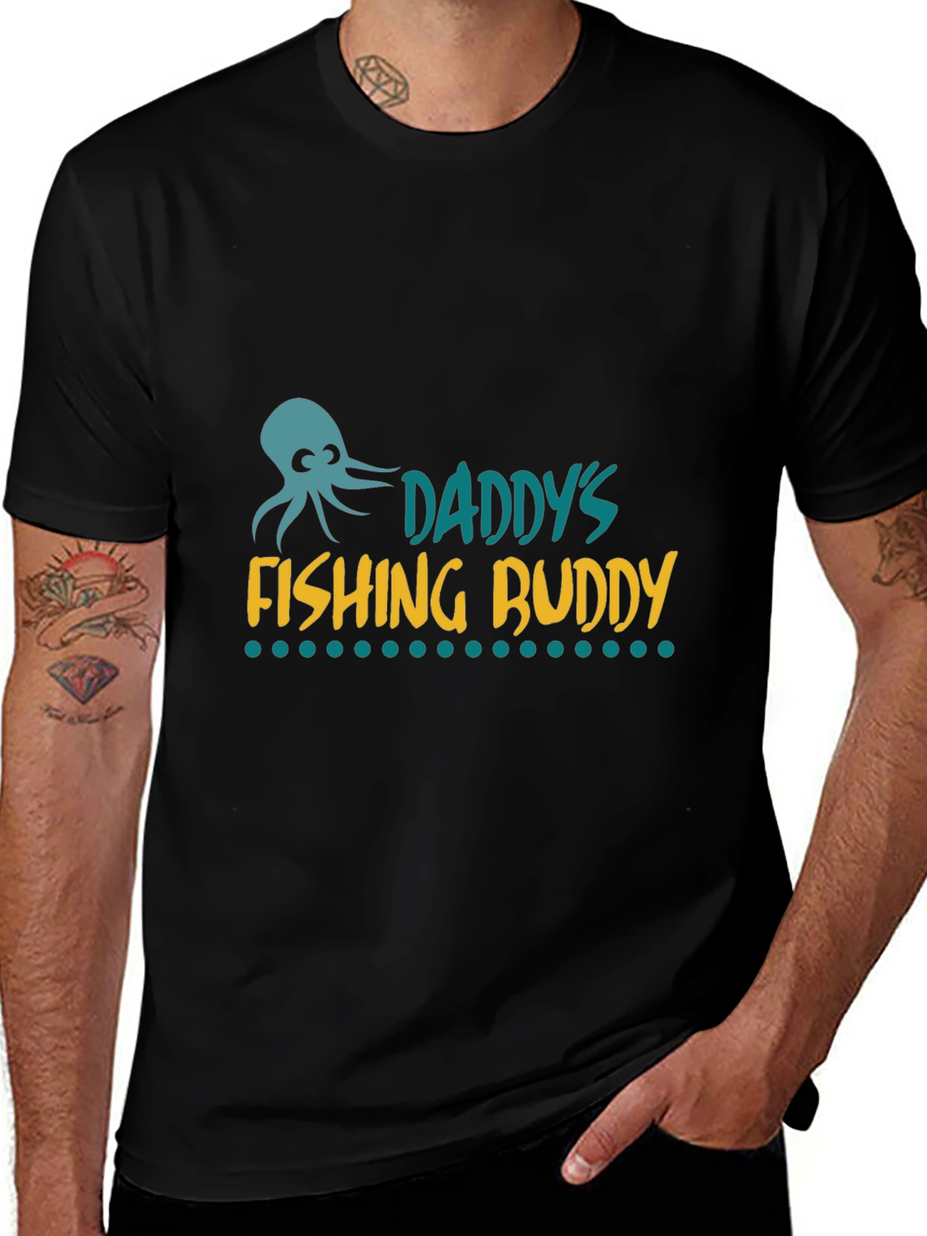 Daddys Fishing Buddy Graphic Tee - Black