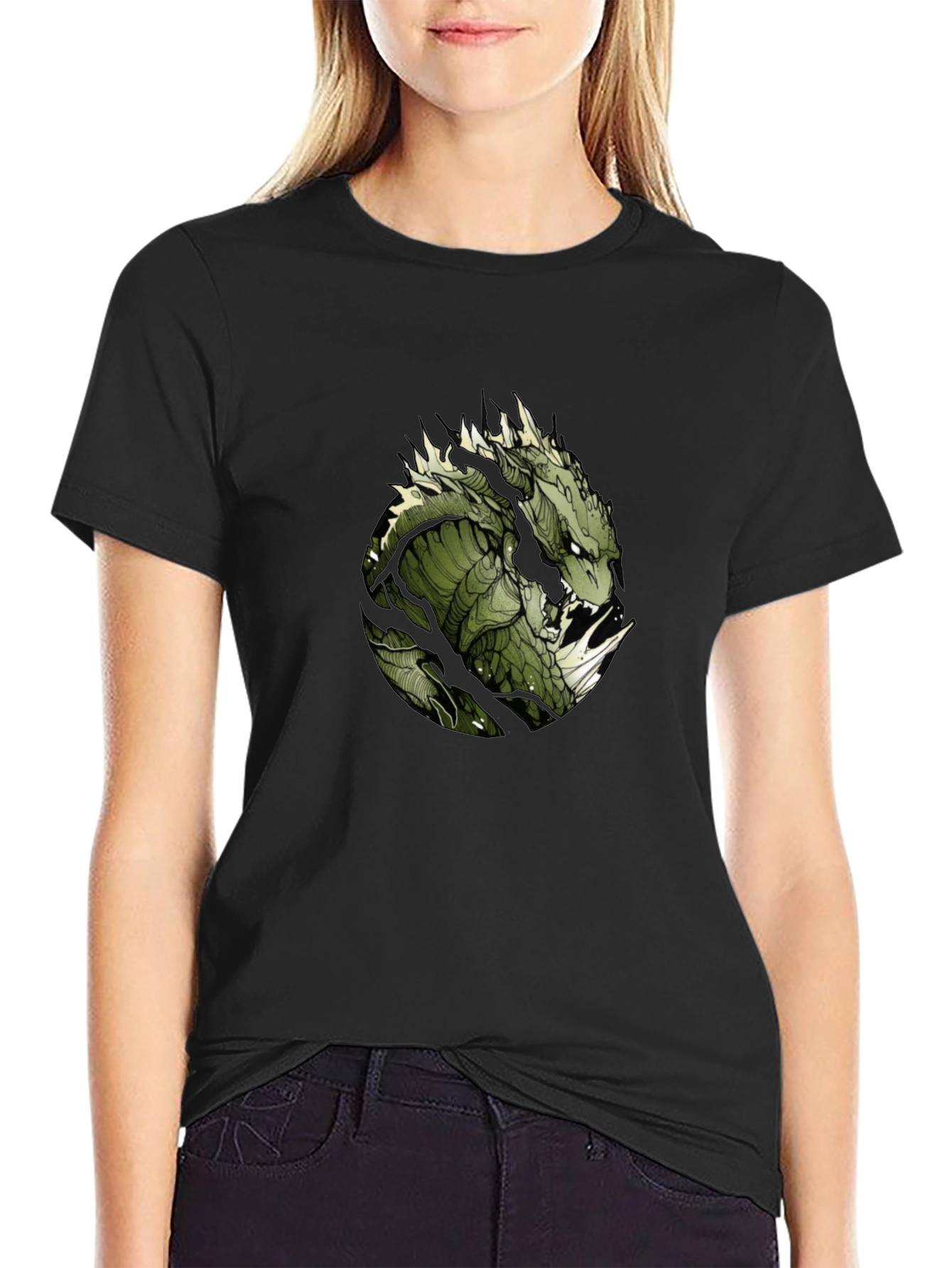 Green Dragon Graphic T-Shirt - Mens Black Tee