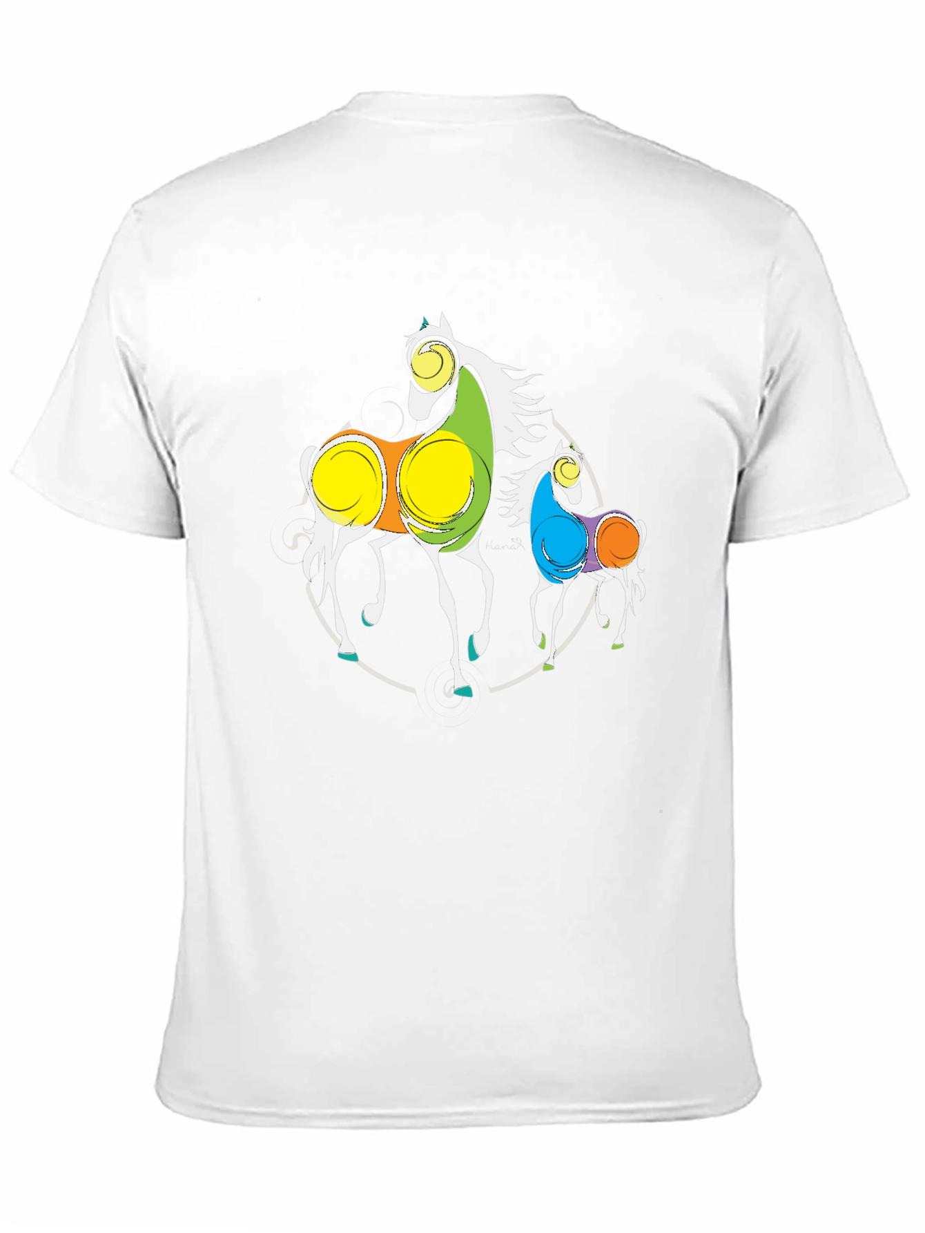 Abstract Horses Graphic Black T-Shirt