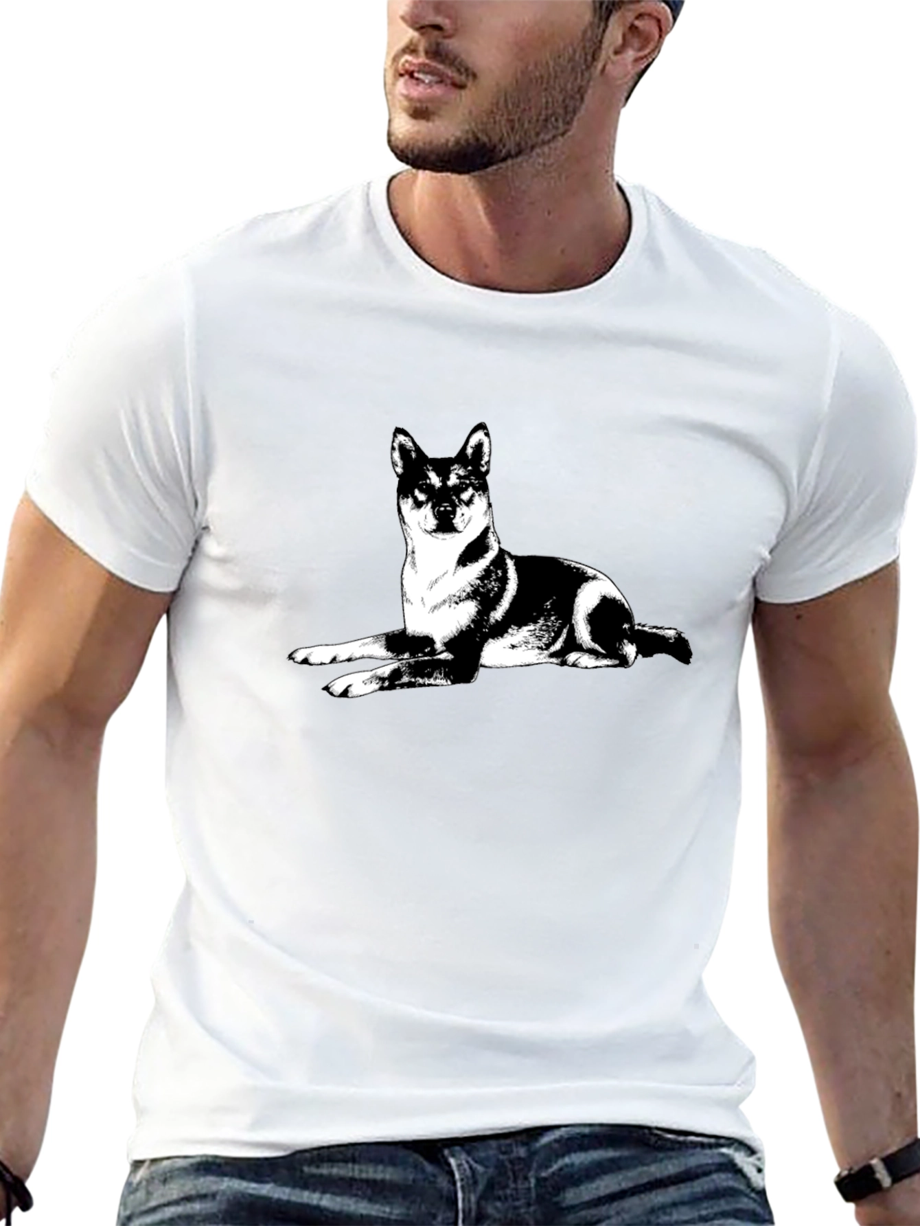 Shiba Inu Dog Graphic Tee - Black Cotton T-Shirt