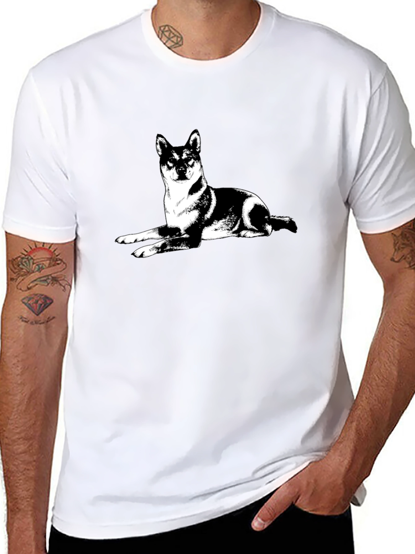 Shiba Inu Dog Graphic Tee - Black Cotton T-Shirt