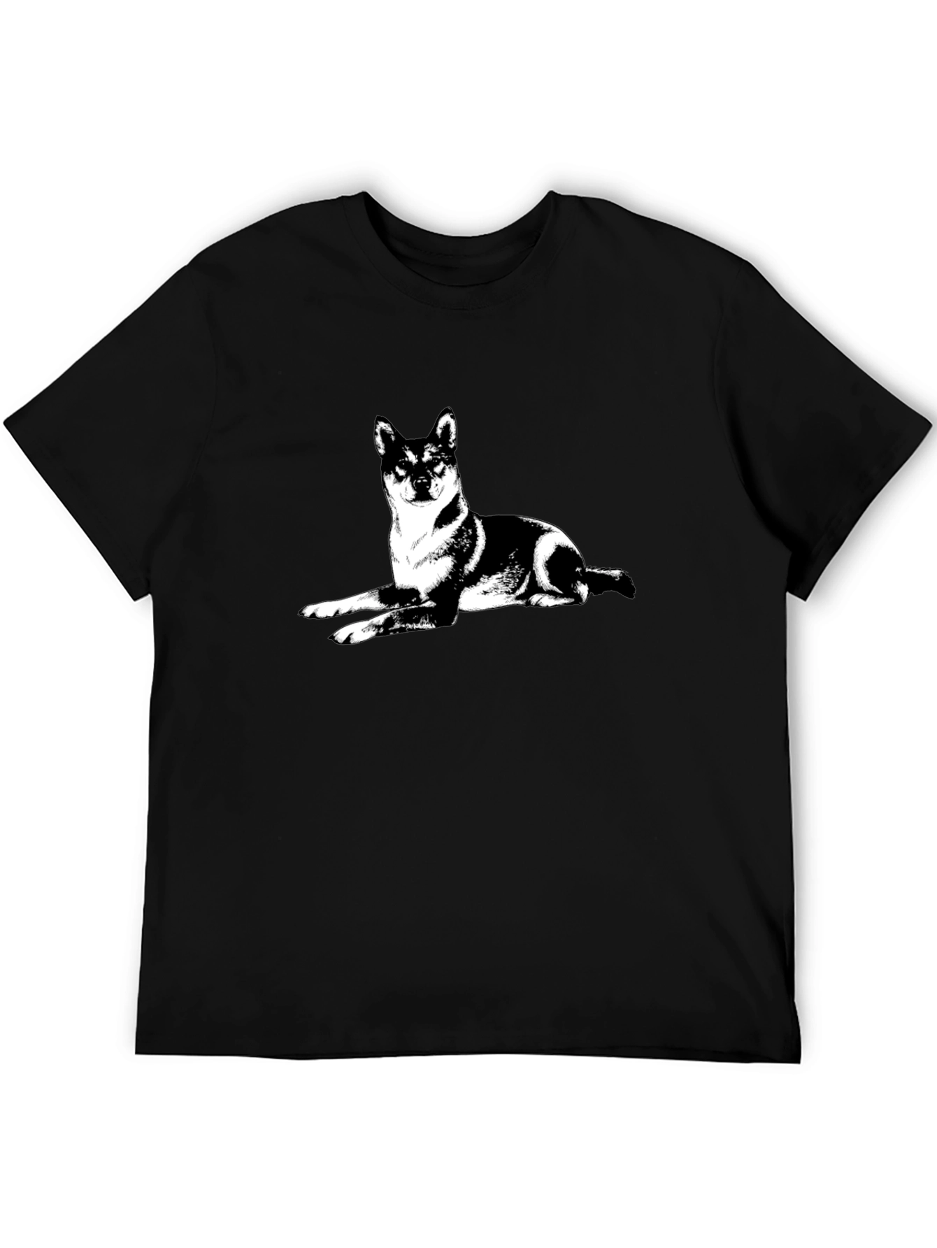 Shiba Inu Dog Graphic Tee - Black Cotton T-Shirt