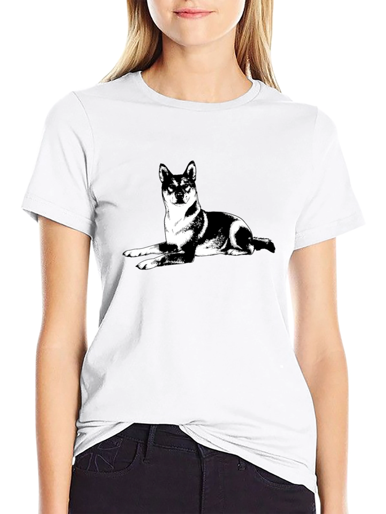 Shiba Inu Dog Graphic Tee - Black Cotton T-Shirt