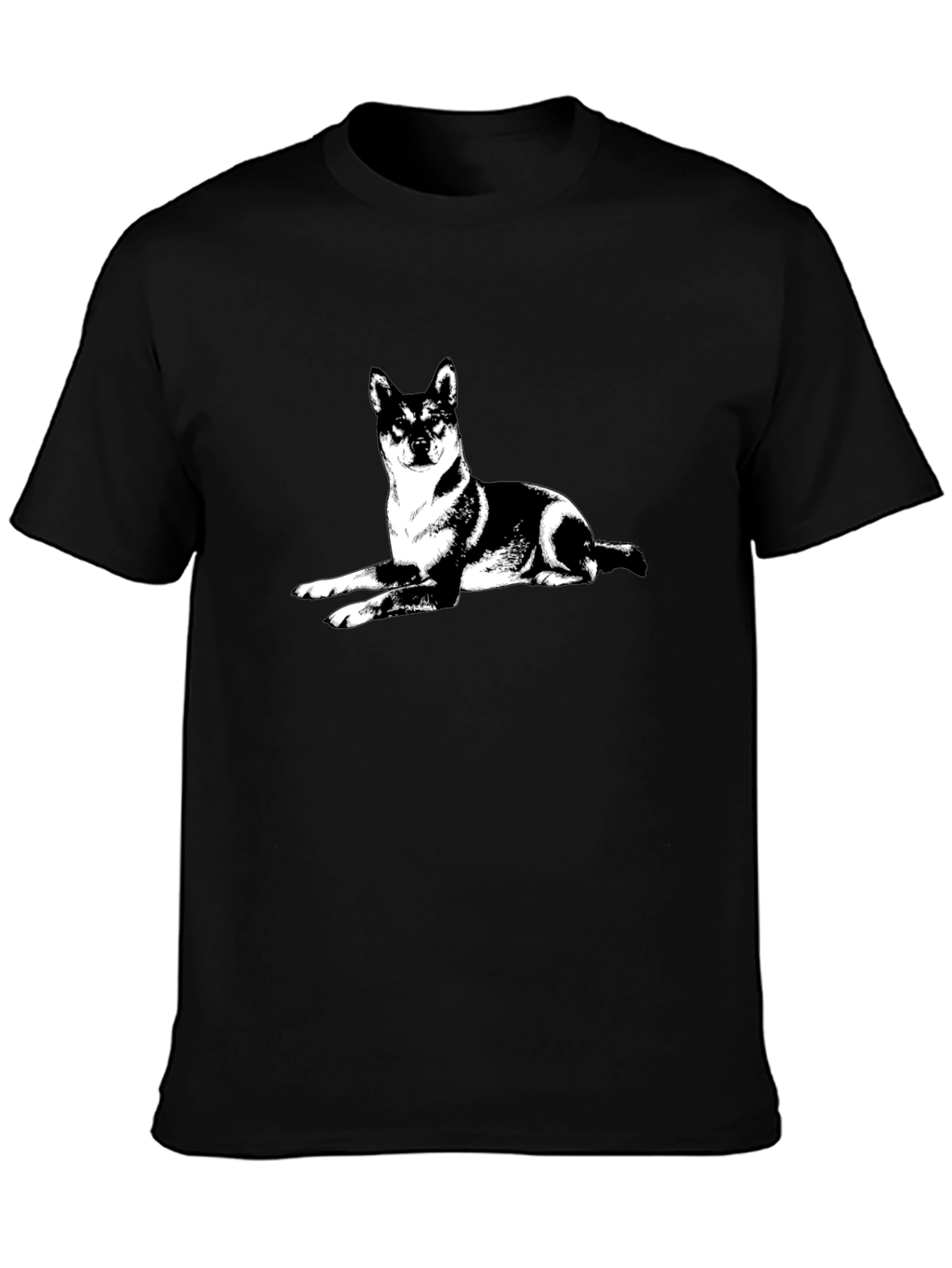 Shiba Inu Dog Graphic Tee - Black Cotton T-Shirt