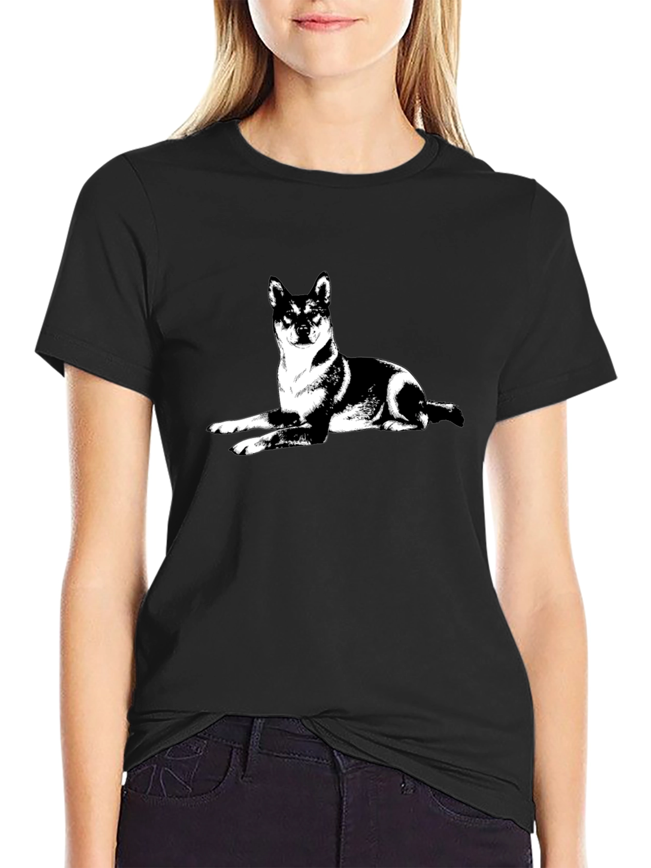 Shiba Inu Dog Graphic Tee - Black Cotton T-Shirt