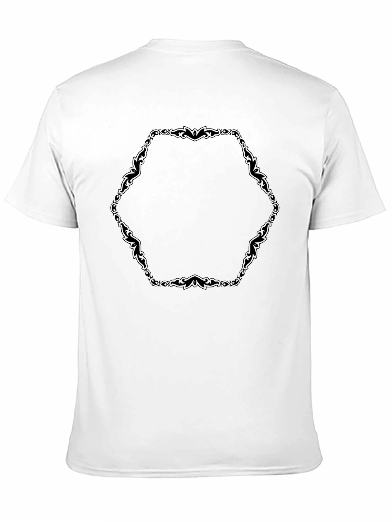 Mens Black Tee with Ornamental Hexagon Design