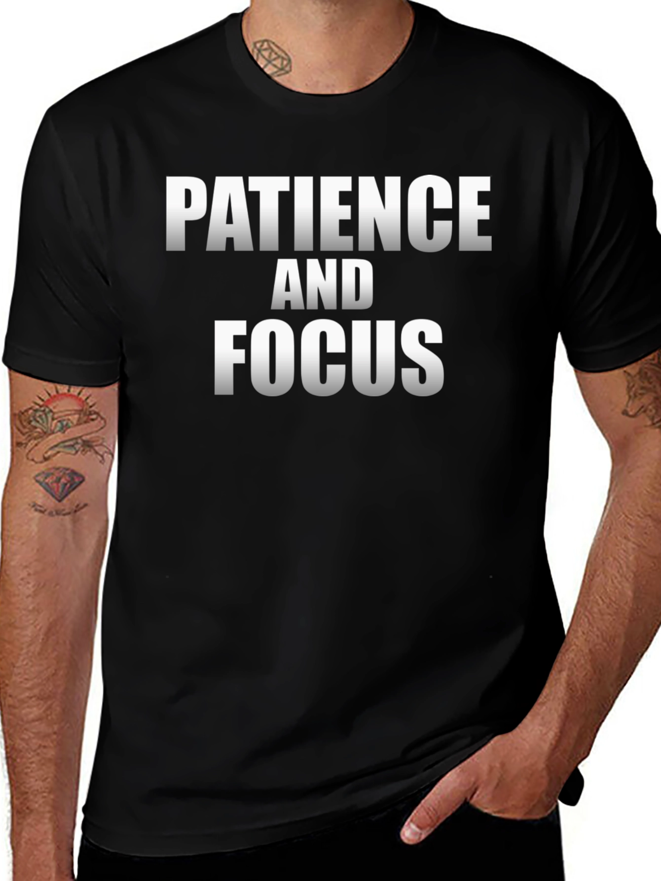 Patience and Focus Graphic T-Shirt - Motivational Black Tee