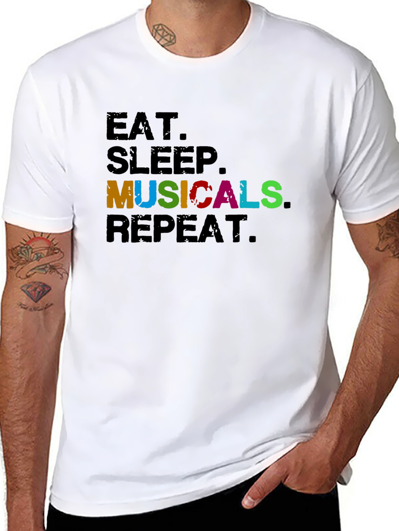 Eat Sleep Musicals Repeat Black T-Shirt