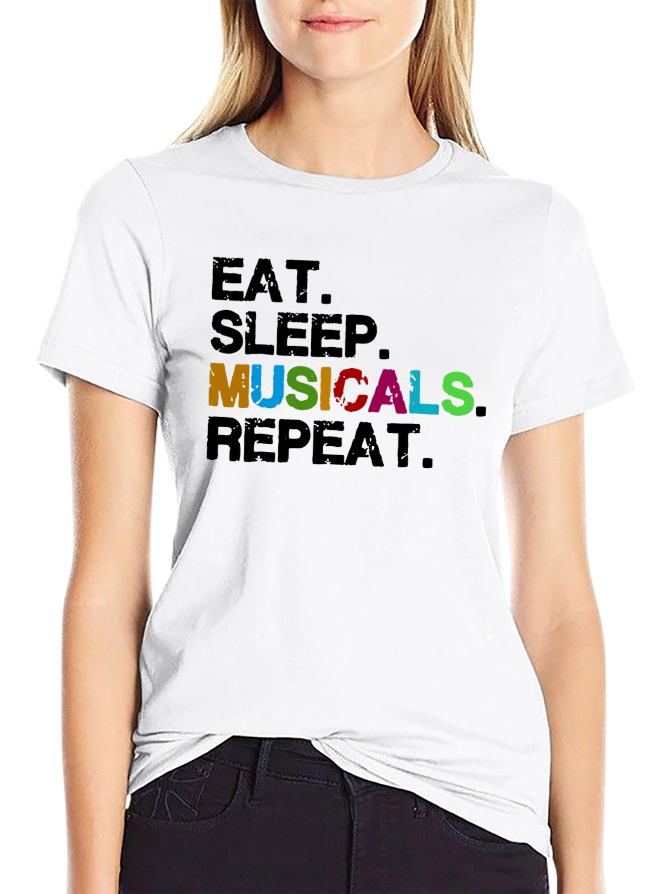 Eat Sleep Musicals Repeat Black T-Shirt