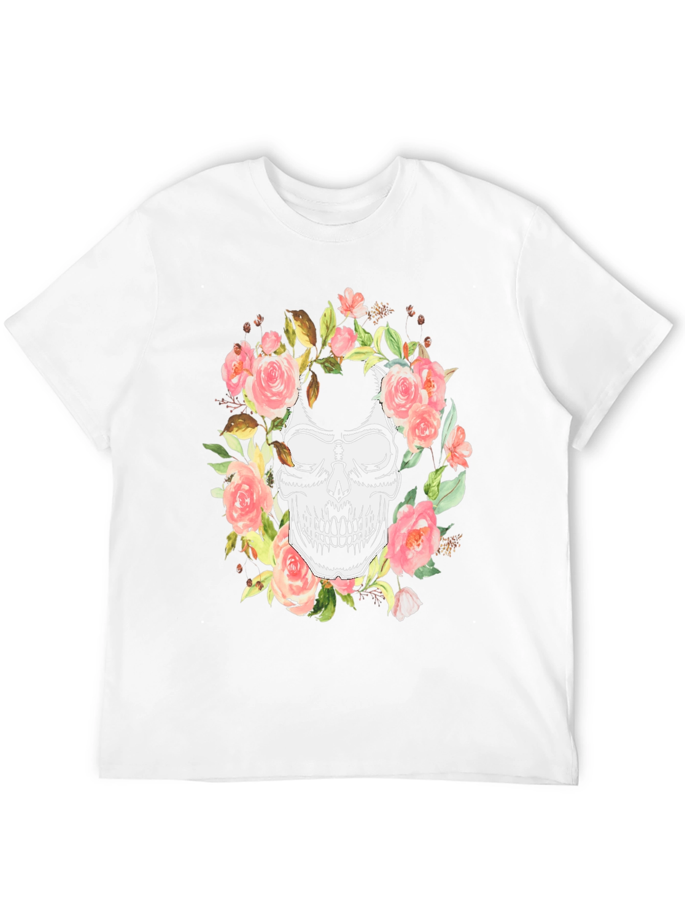 Floral Skull Graphic Black T-Shirt