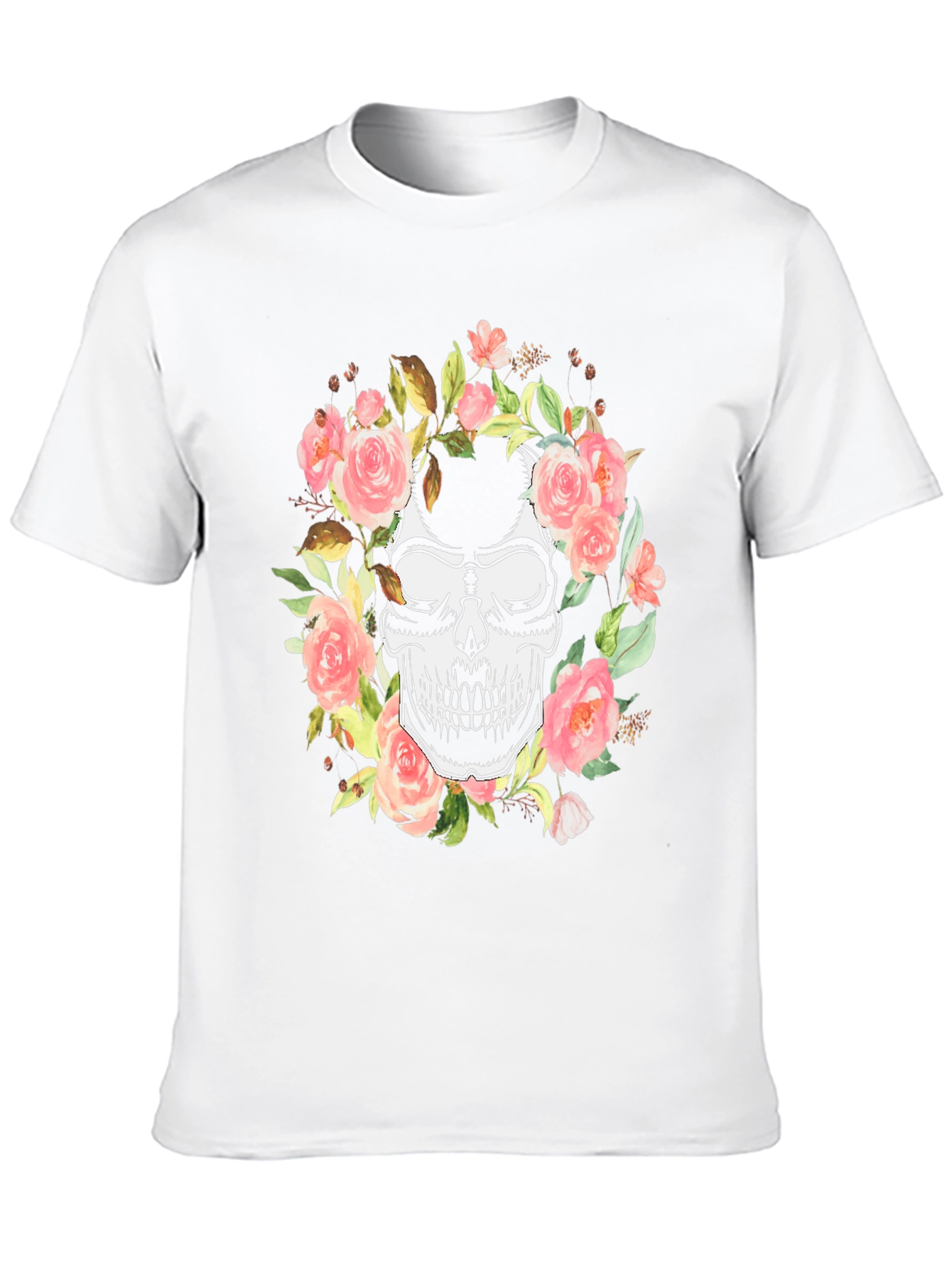 Floral Skull Graphic Black T-Shirt
