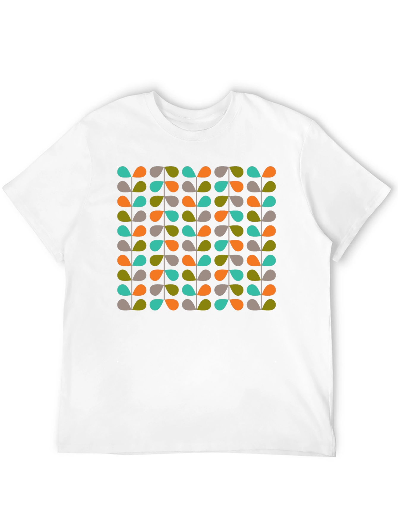 Retro Leaves Pattern Black T-Shirt