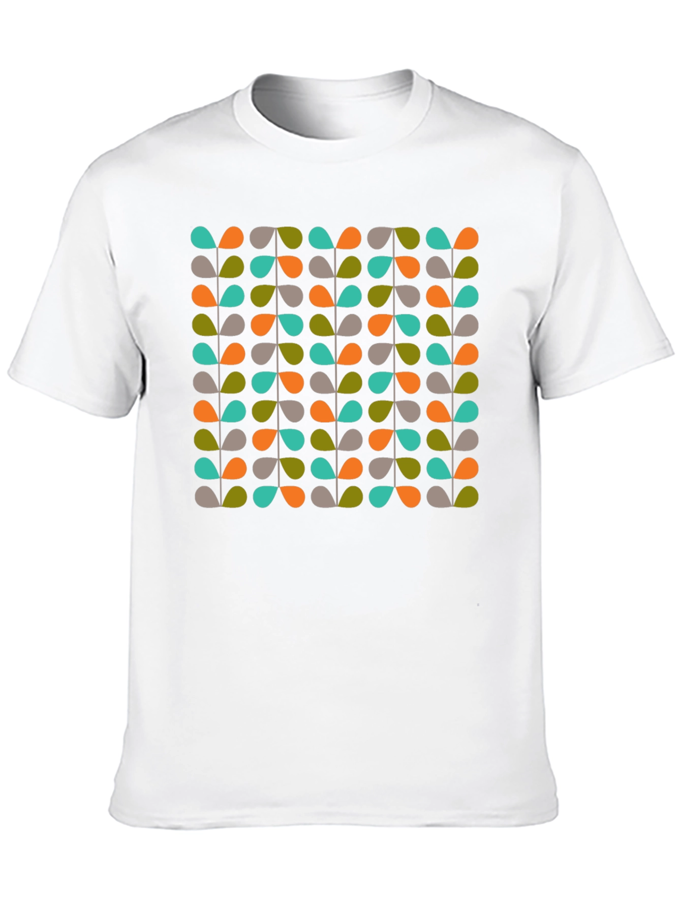 Retro Leaves Pattern Black T-Shirt