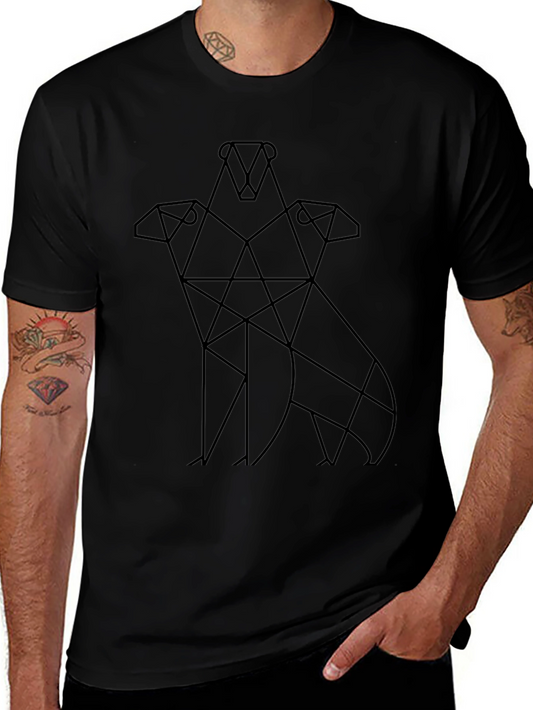Abstract Geometric Three Headed Dog T-Shirt
