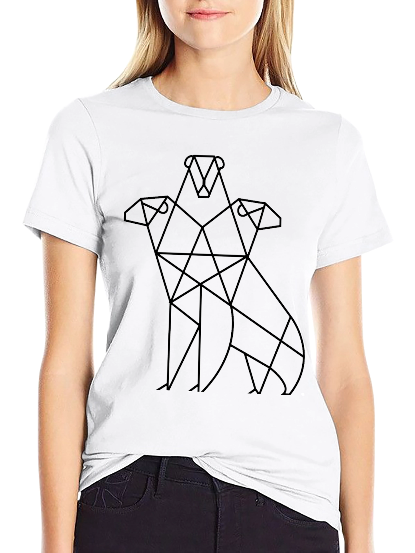 Abstract Geometric Three Headed Dog T-Shirt
