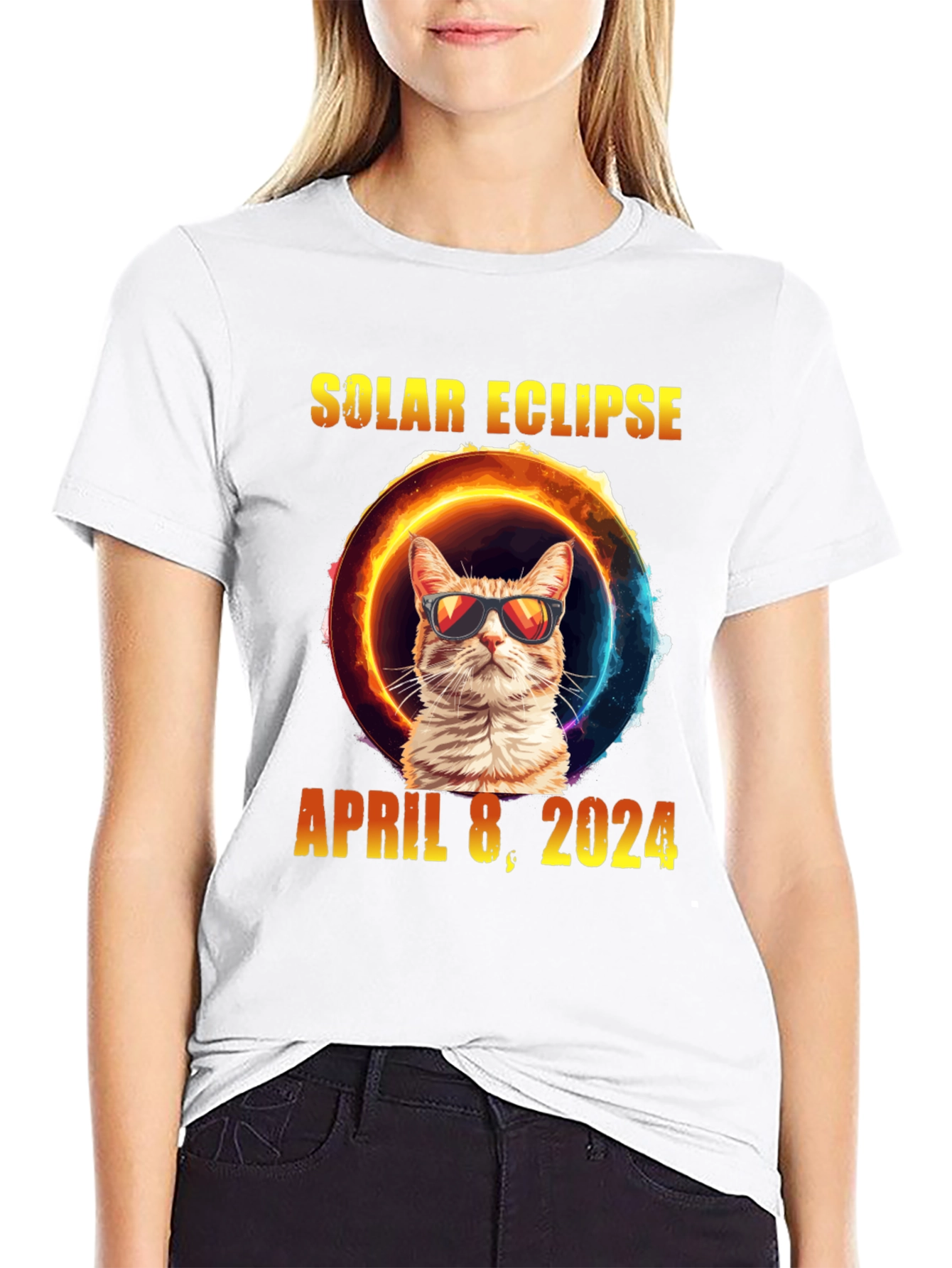 Solar Eclipse Cat T-Shirt - April 8 2024
