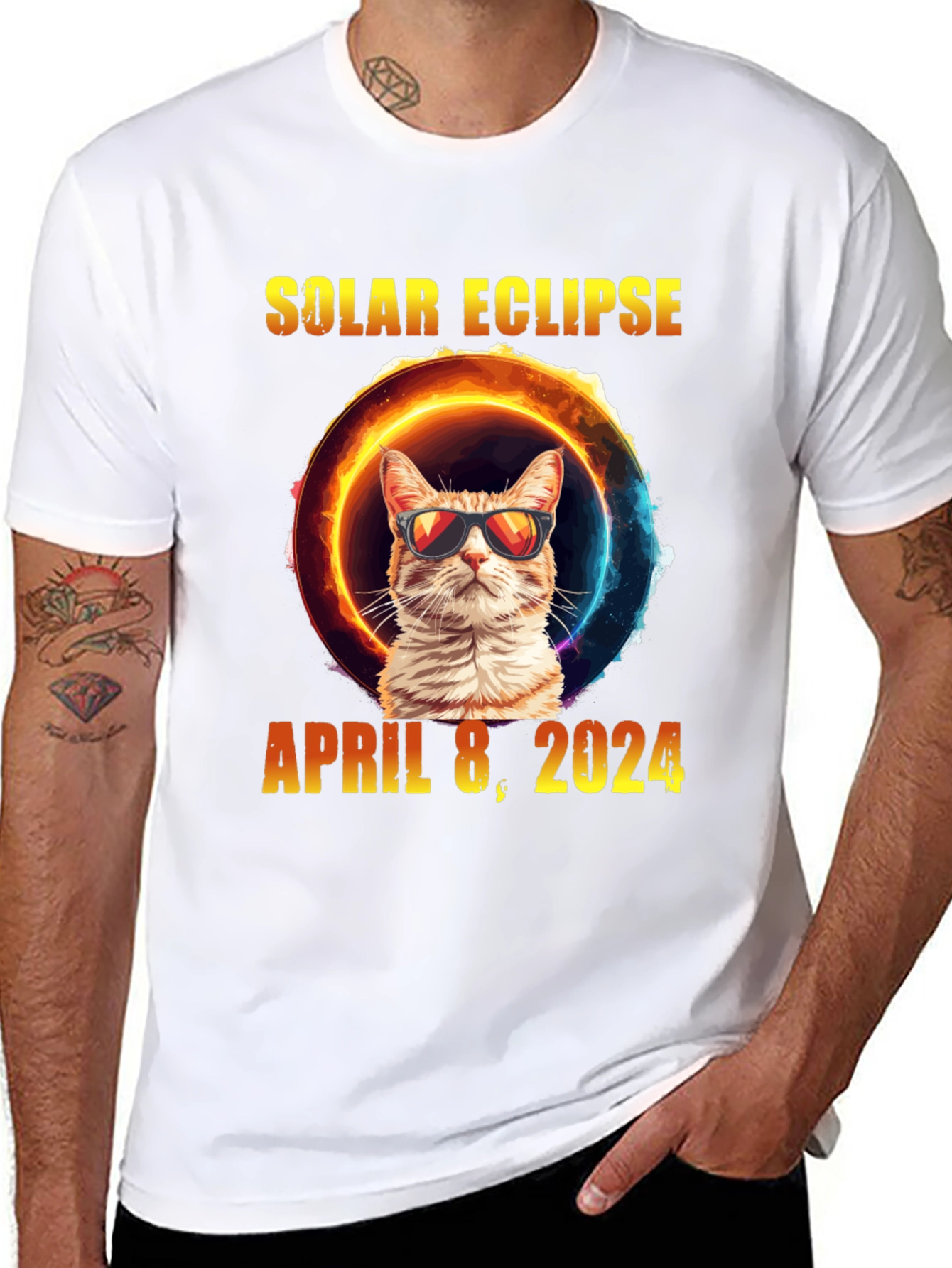 Solar Eclipse Cat T-Shirt - April 8 2024