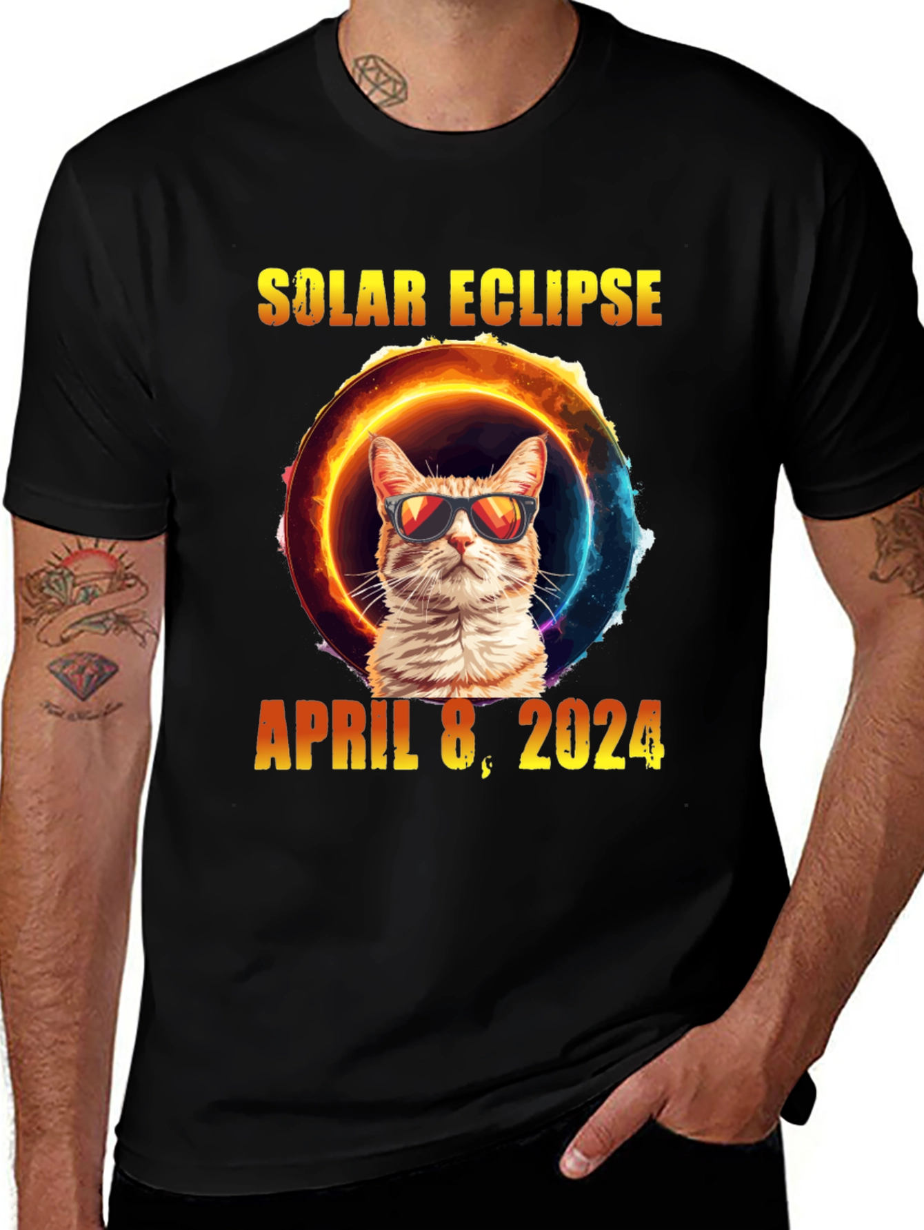Solar Eclipse Cat T-Shirt - April 8 2024