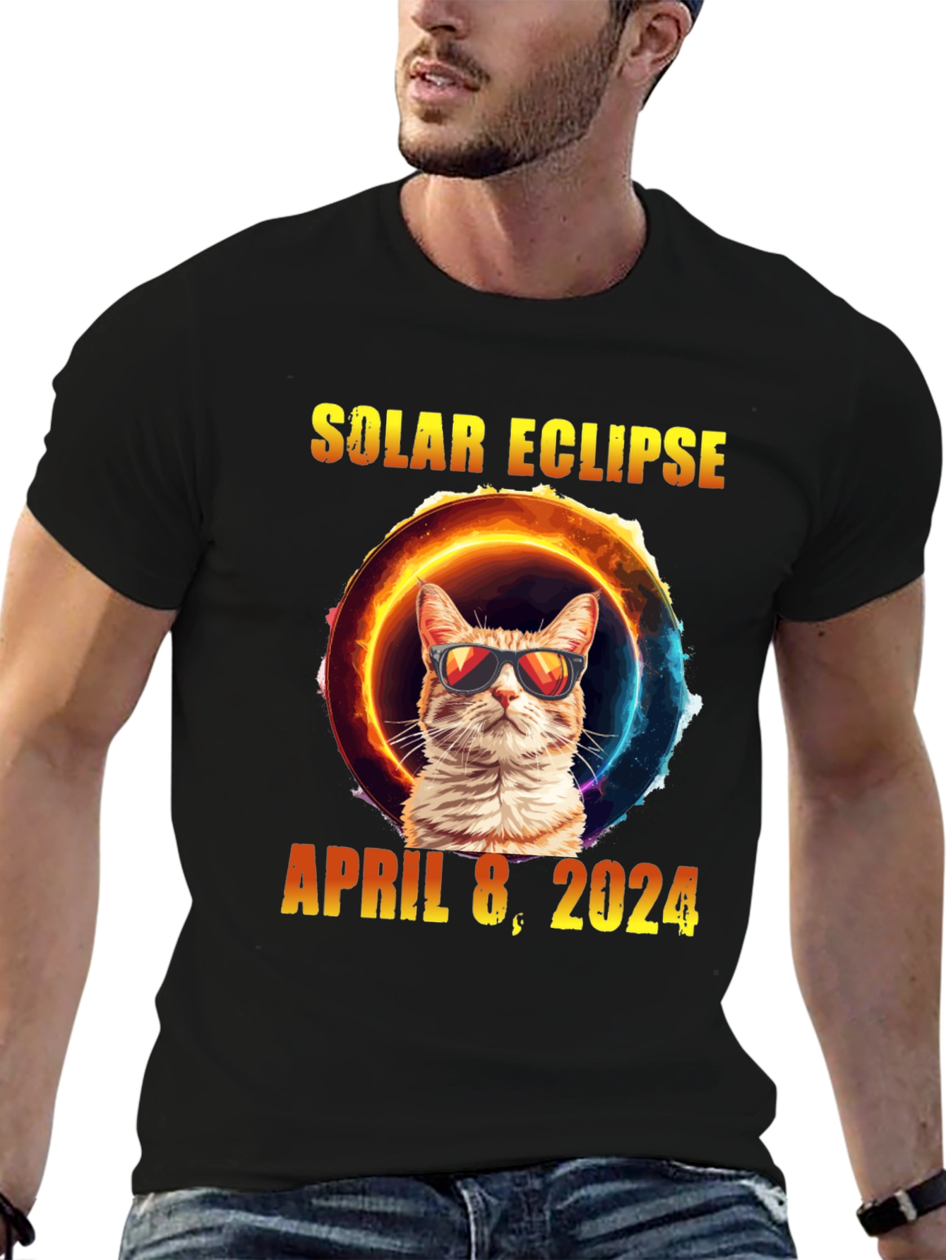Solar Eclipse Cat T-Shirt - April 8 2024