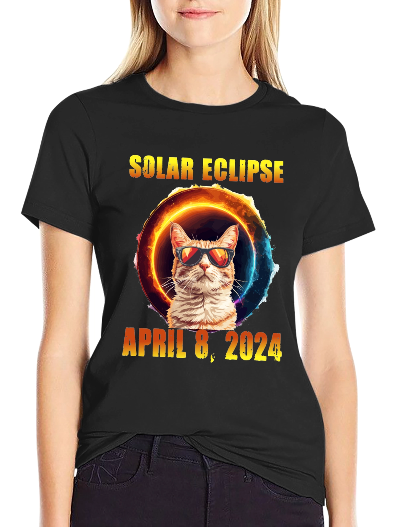 Solar Eclipse Cat T-Shirt - April 8 2024