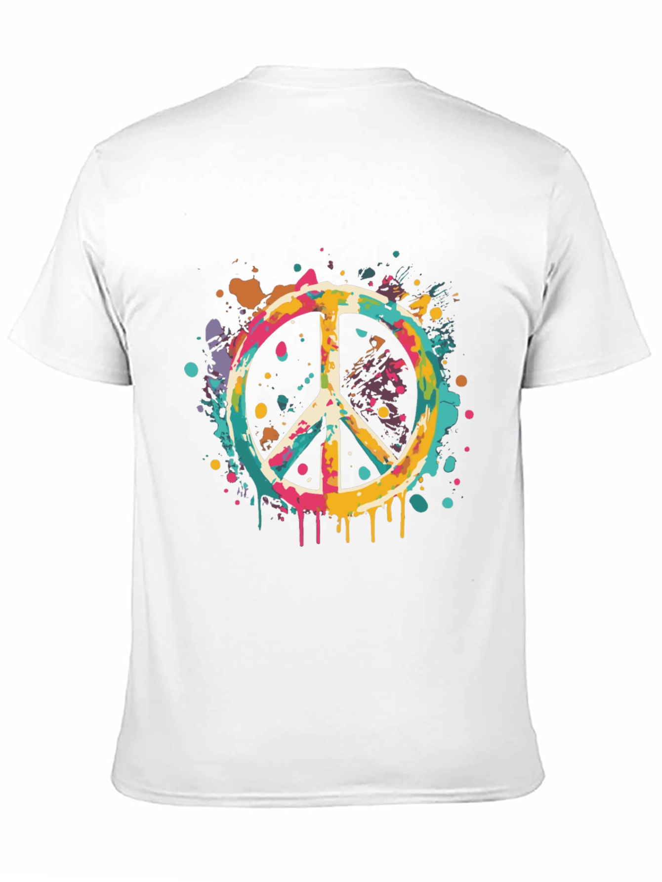 Retro Peace Sign Graphic Tee - Mens Black T-Shirt