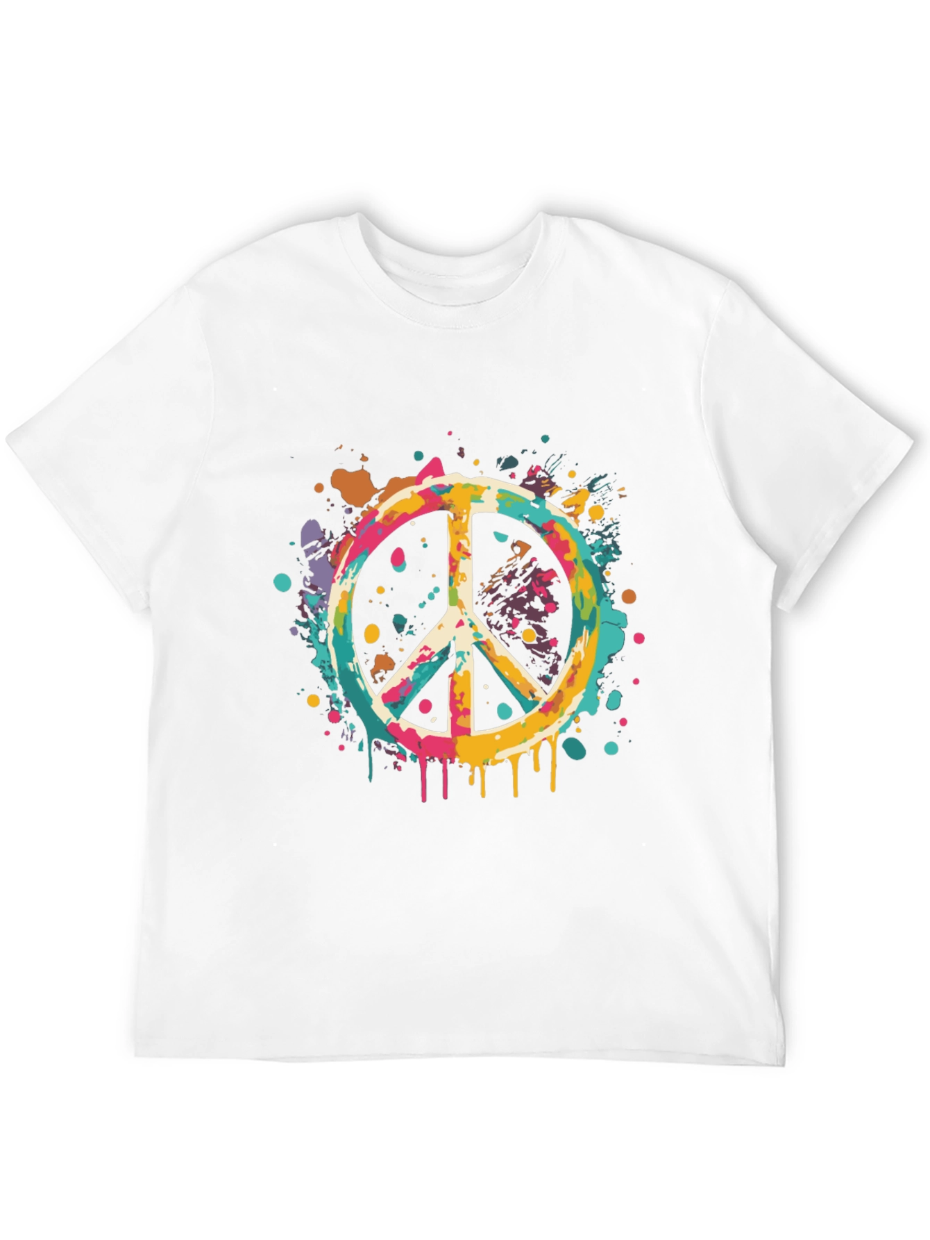Retro Peace Sign Graphic Tee - Mens Black T-Shirt