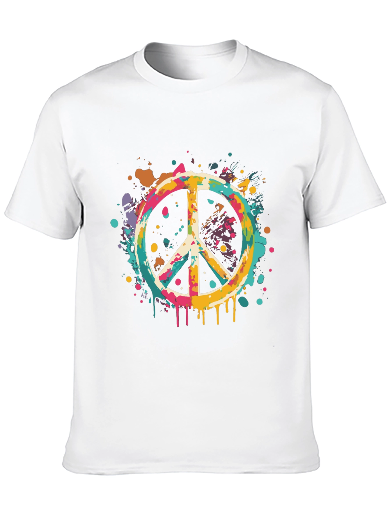 Retro Peace Sign Graphic Tee - Mens Black T-Shirt