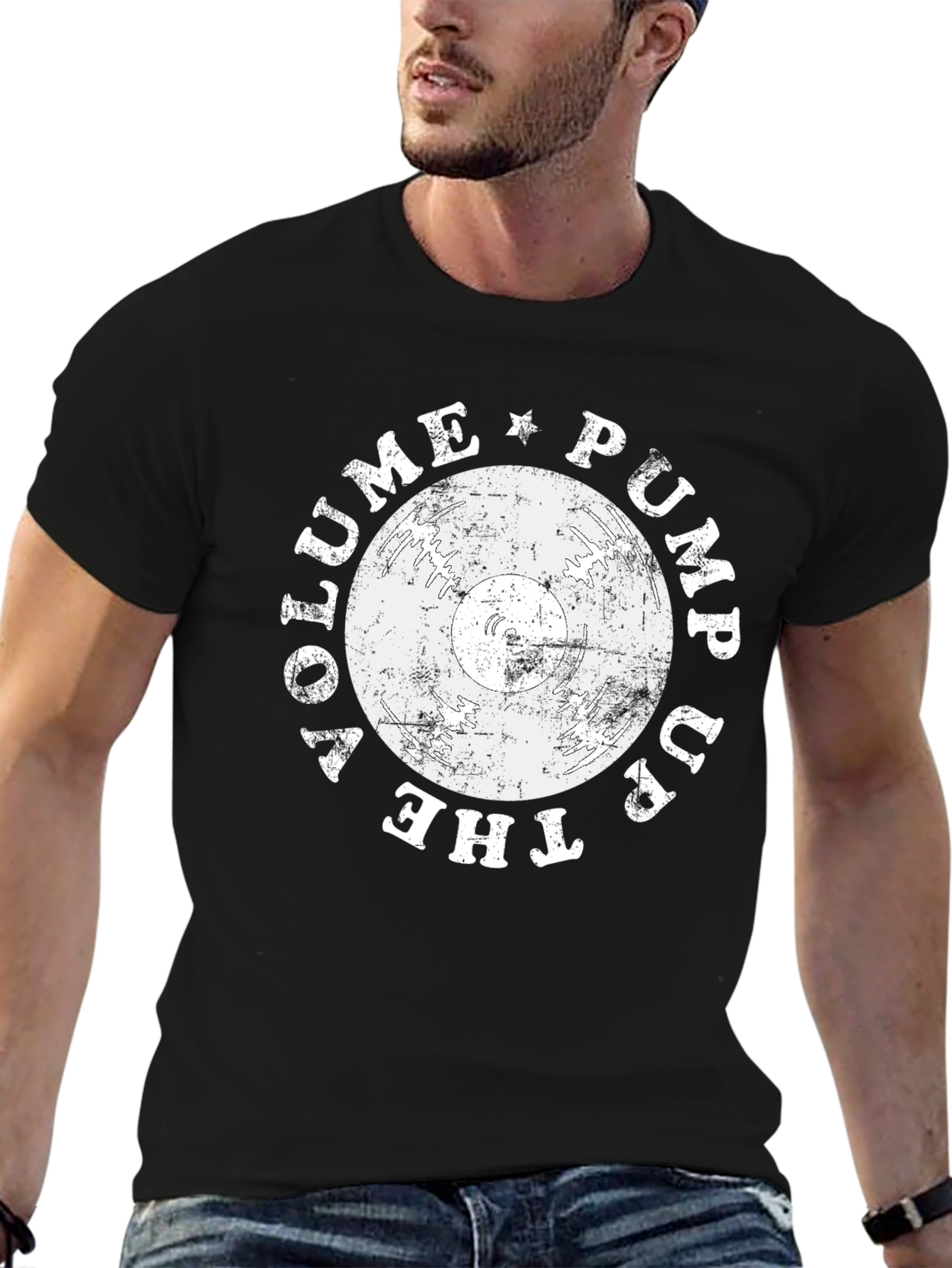 Volume Up Black Graphic T-Shirt