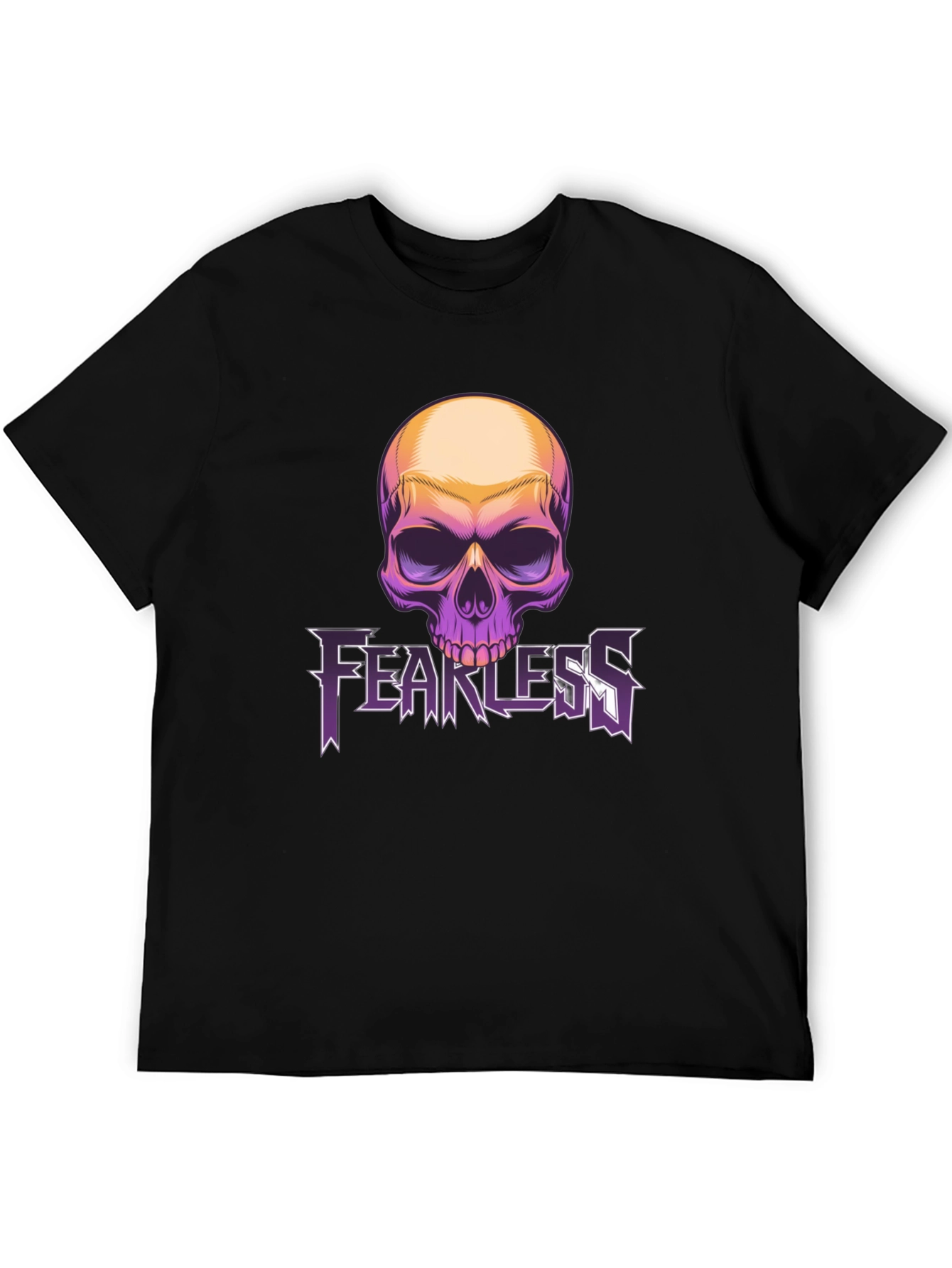 Fearless Skull Graphic Tee - Black Cotton Blend
