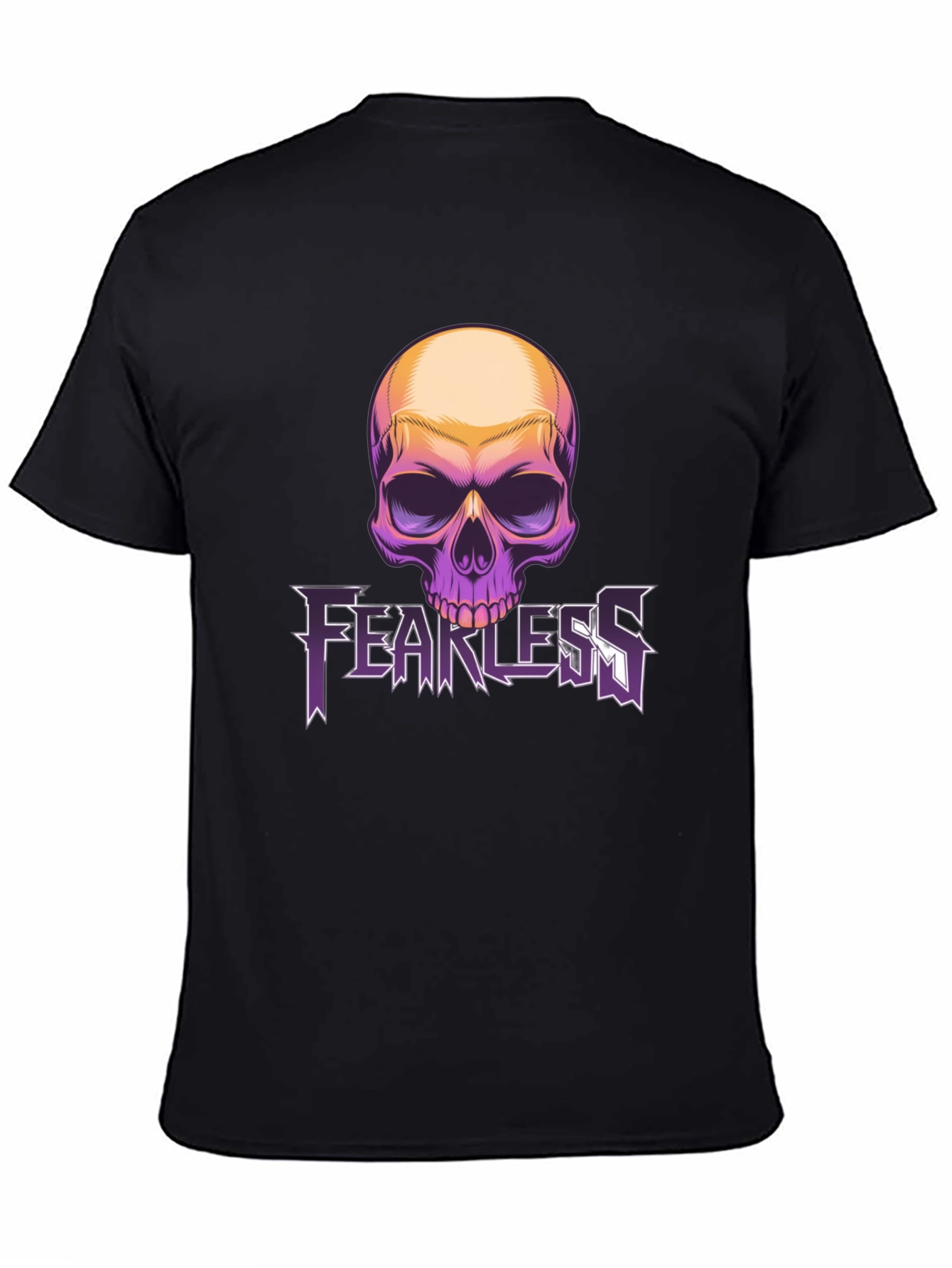 Fearless Skull Graphic Tee - Black Cotton Blend