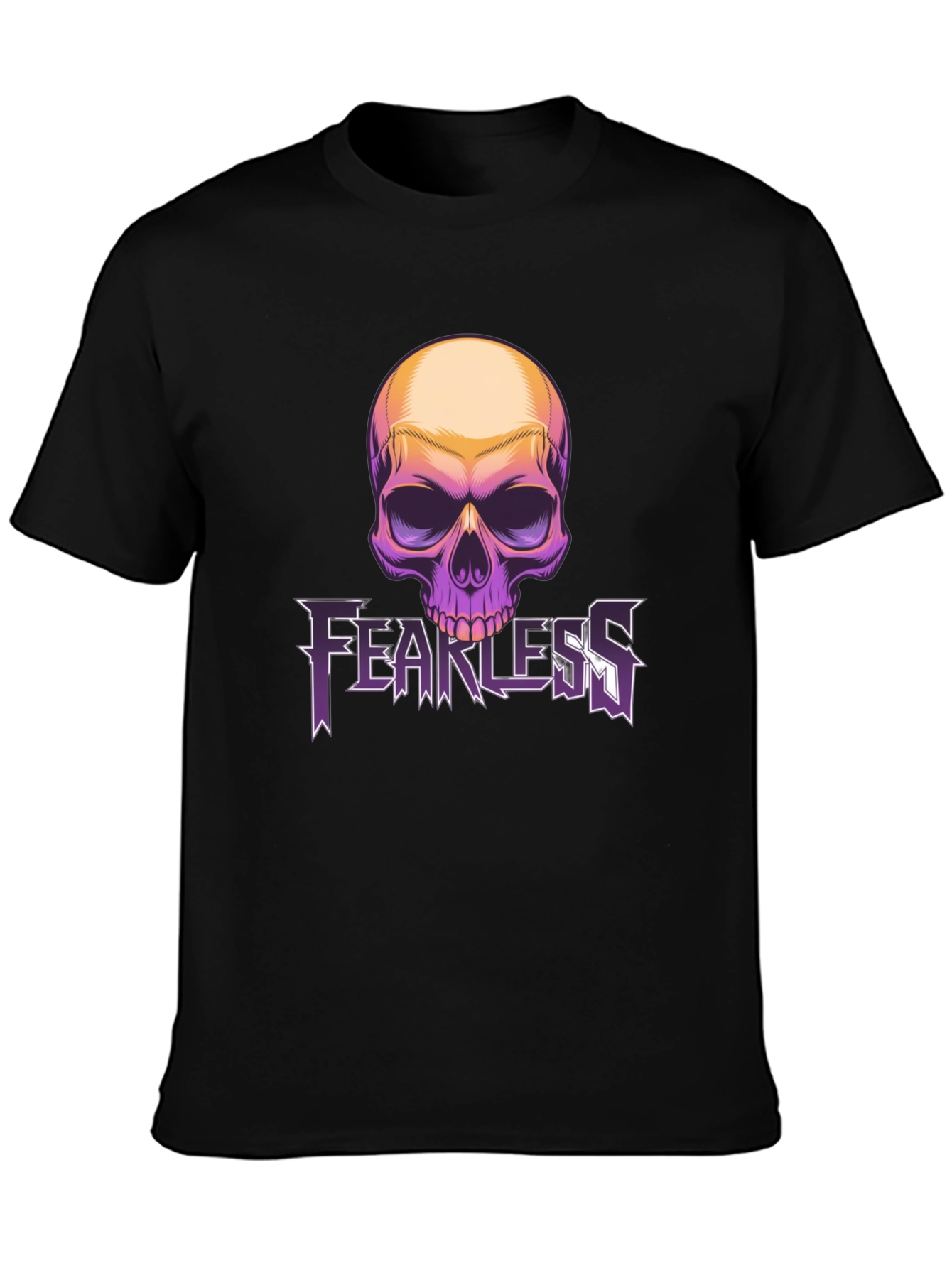 Fearless Skull Graphic Tee - Black Cotton Blend