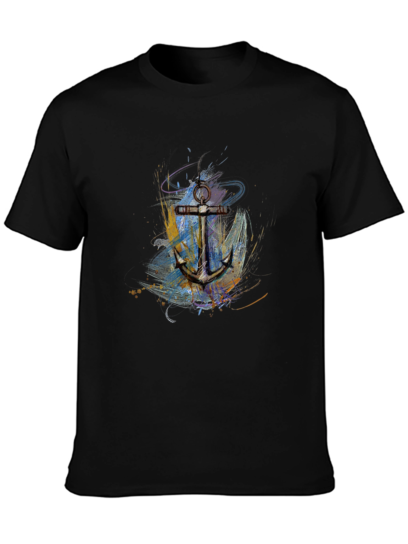 Nautical Anchor Graphic Black T-Shirt